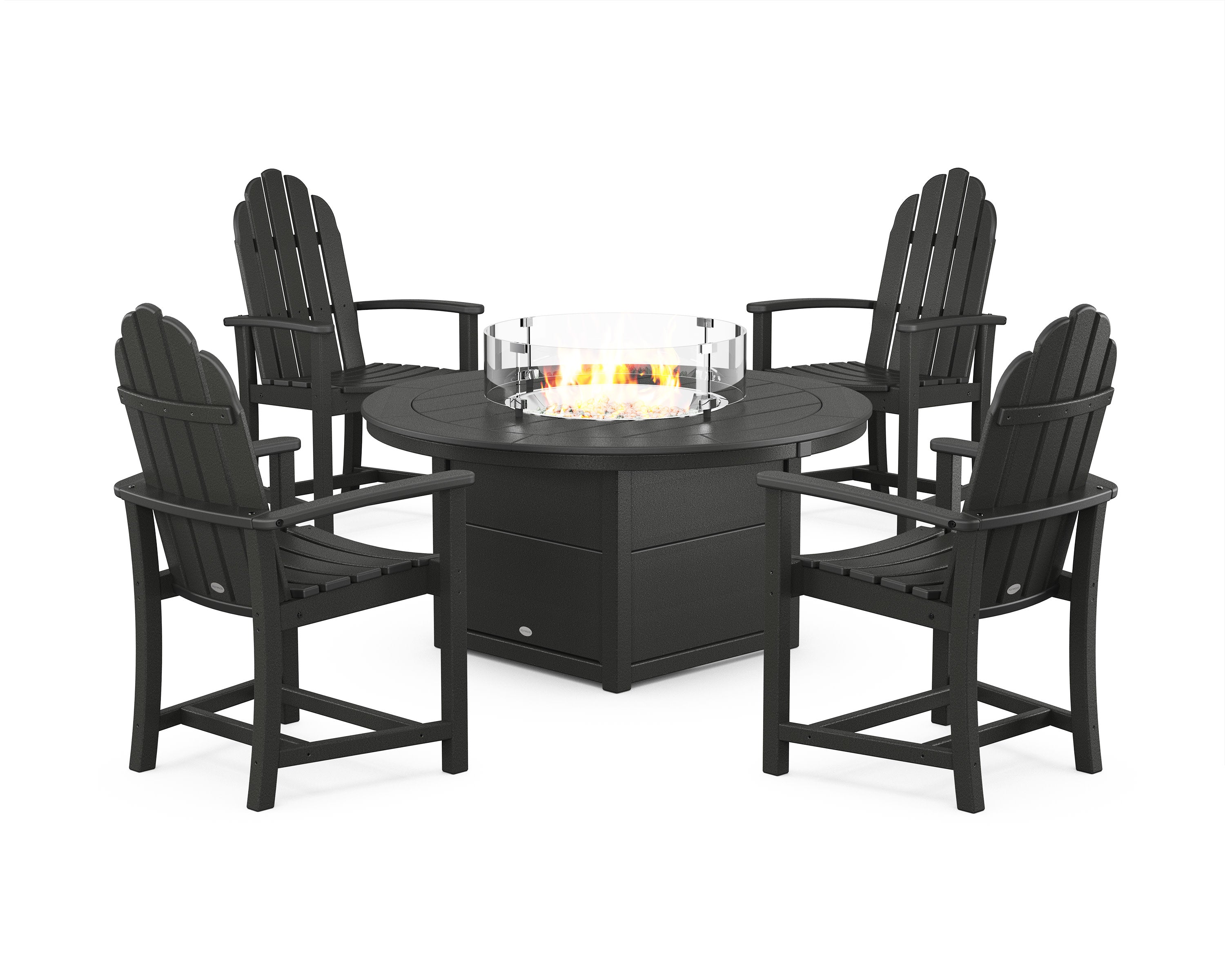 Classic 4-Piece Upright Adirondack Conversation Set with Fire Pit Table