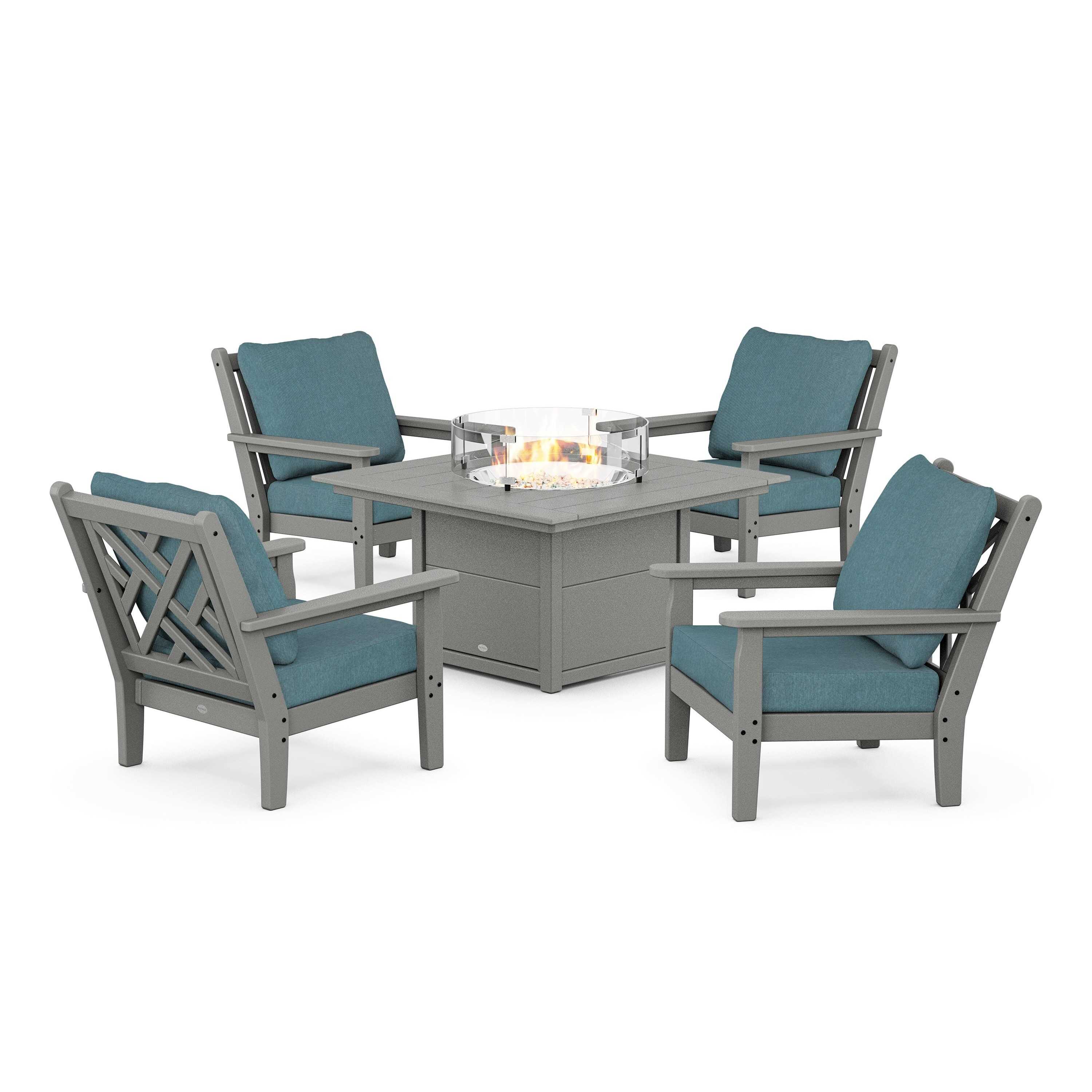 Chippendale 5-Piece Deep Seating Set with Fire Pit Table