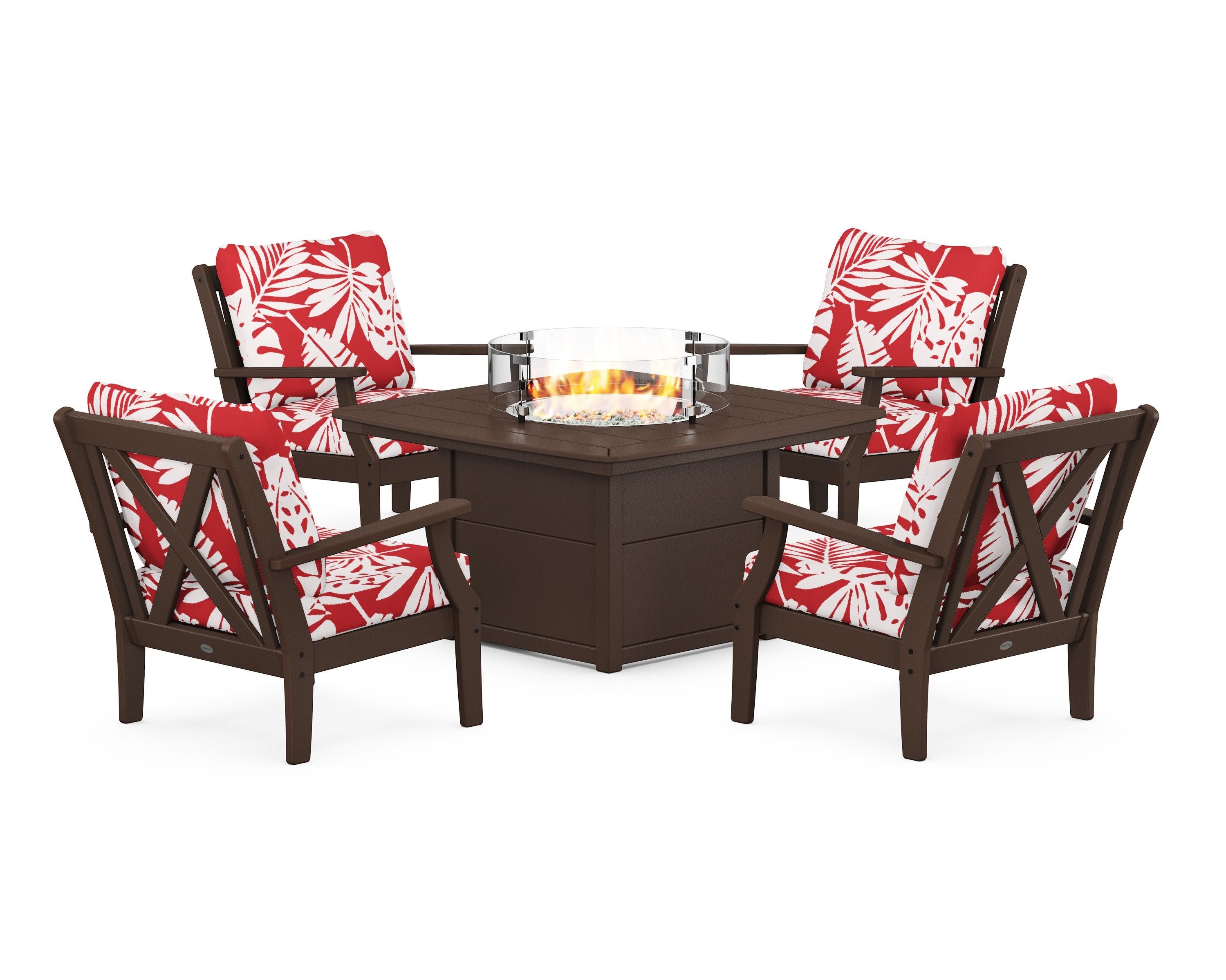 Braxton 5-Piece Deep Seating Conversation Set with Fire Pit Table
