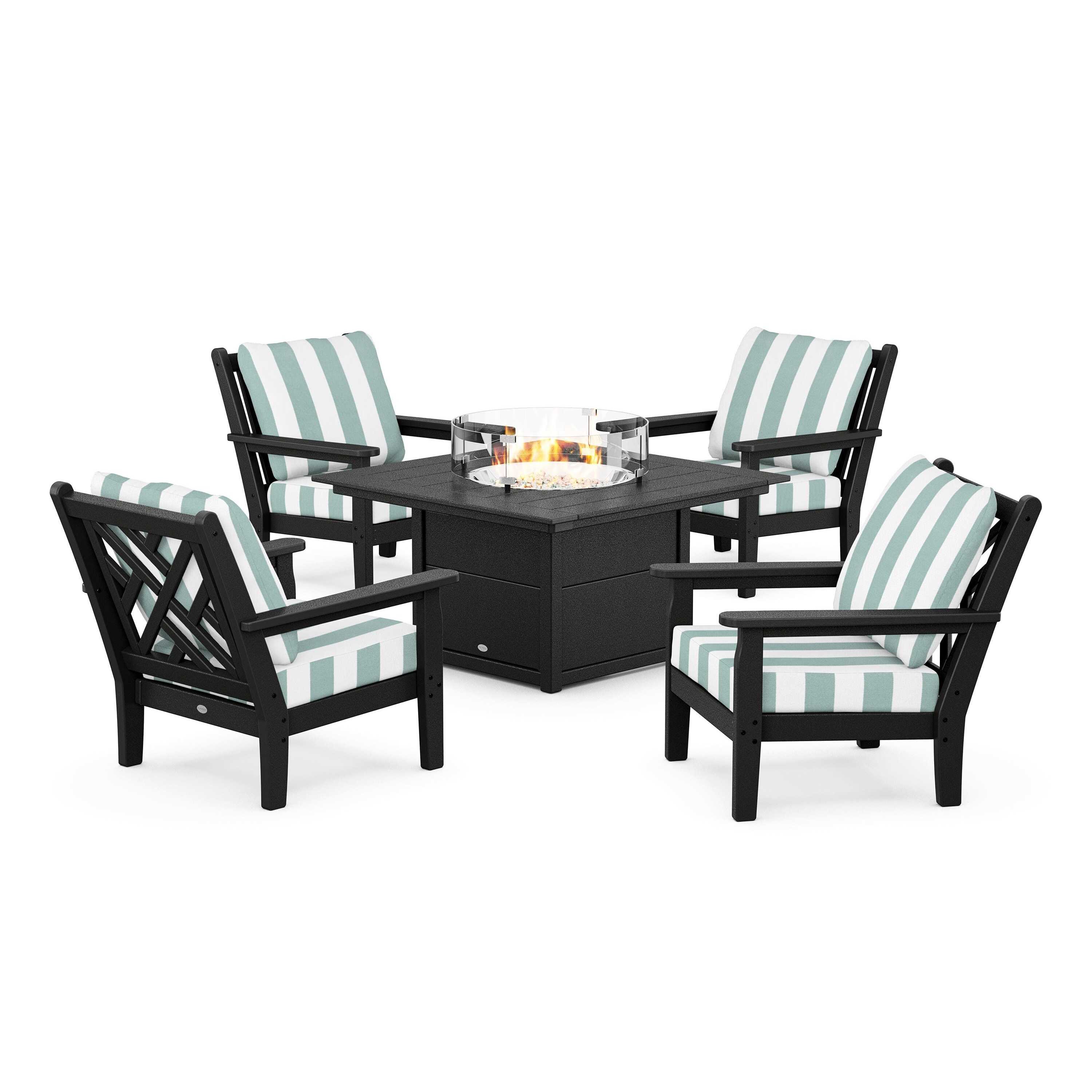 Chippendale 5-Piece Deep Seating Set with Fire Pit Table