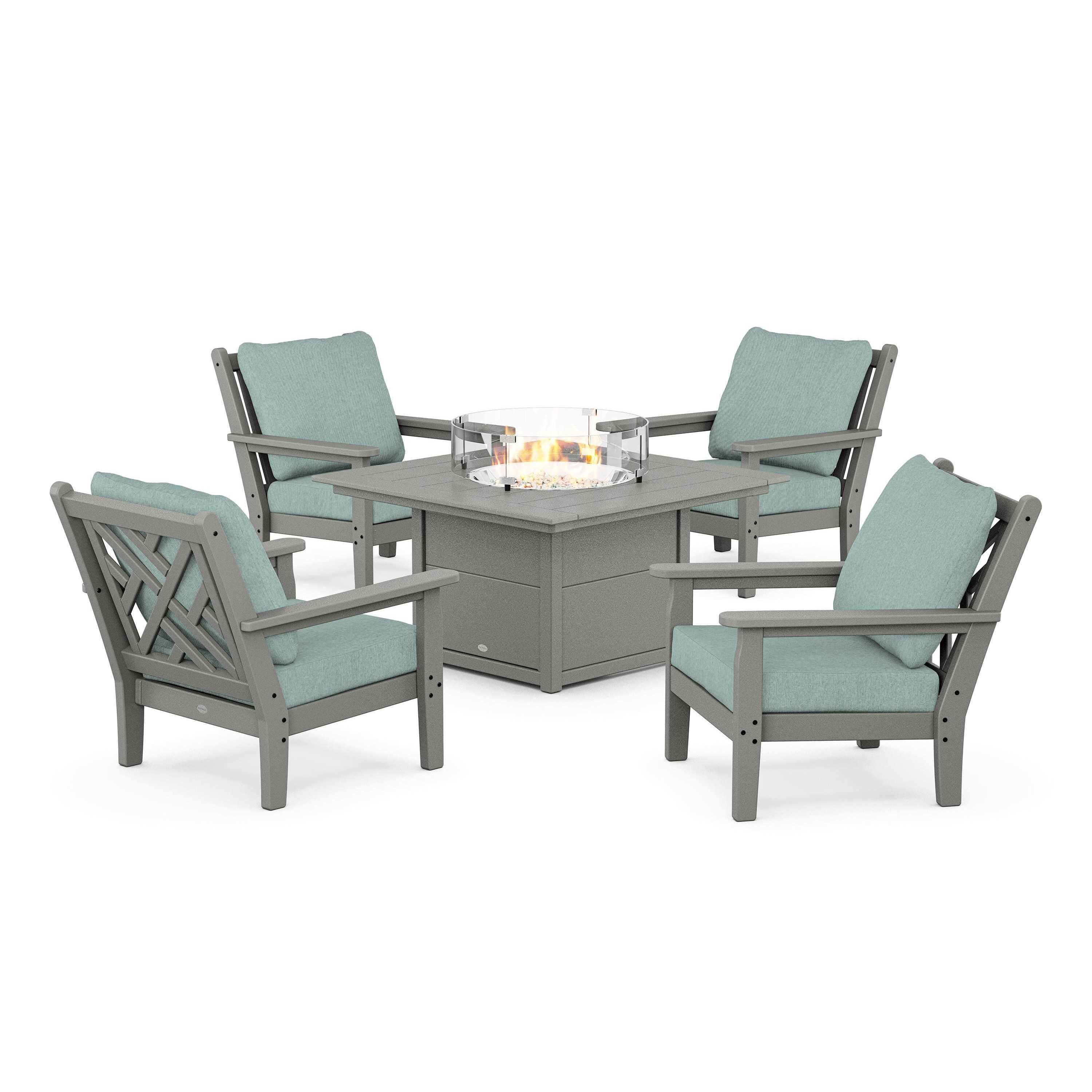 Chippendale 5-Piece Deep Seating Set with Fire Pit Table
