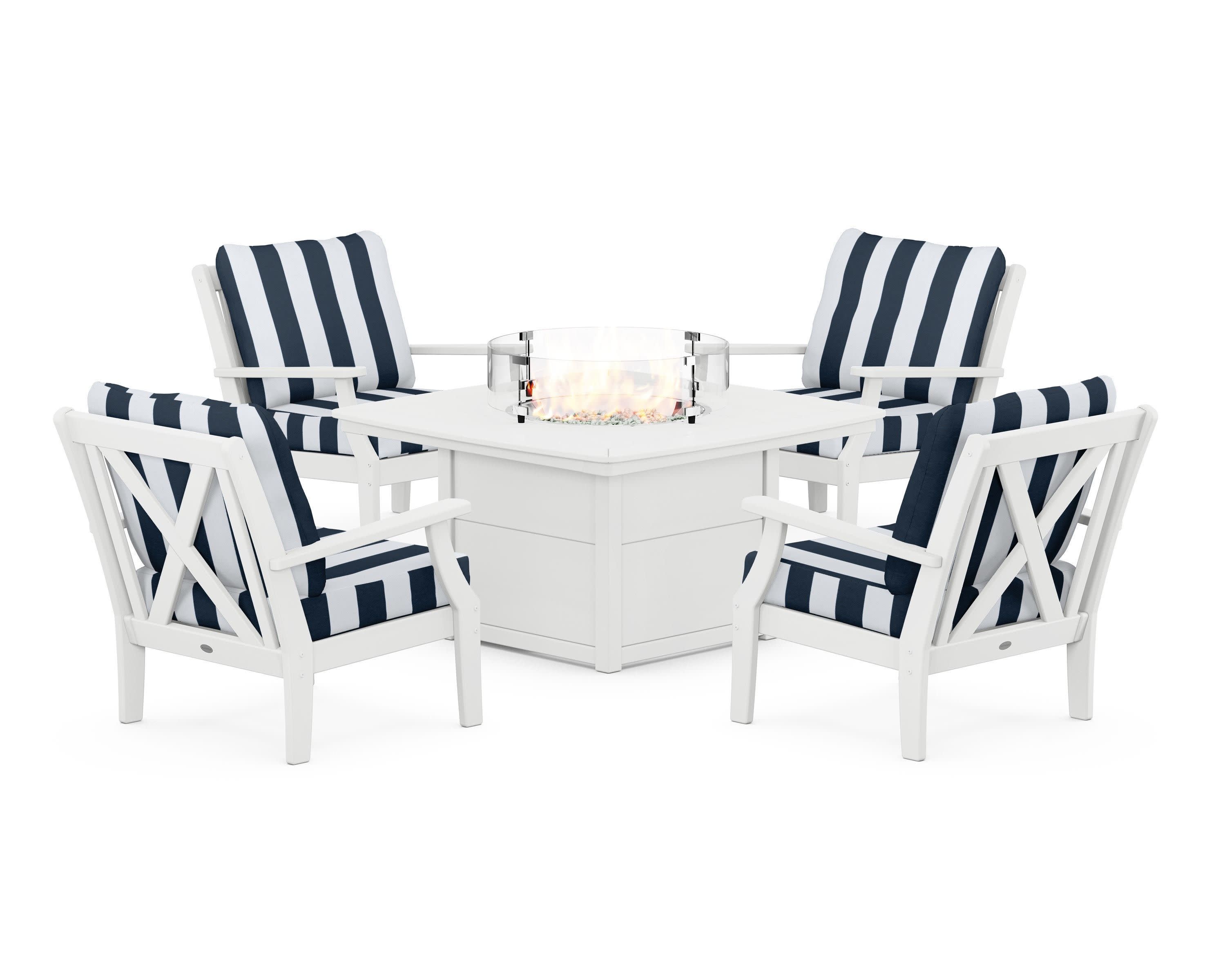 Braxton 5-Piece Deep Seating Conversation Set with Fire Pit Table