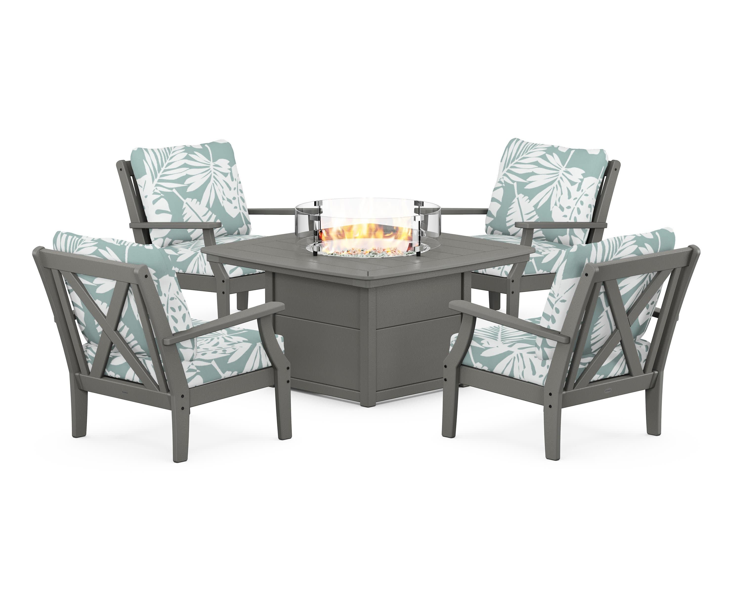 Braxton 5-Piece Deep Seating Conversation Set with Fire Pit Table