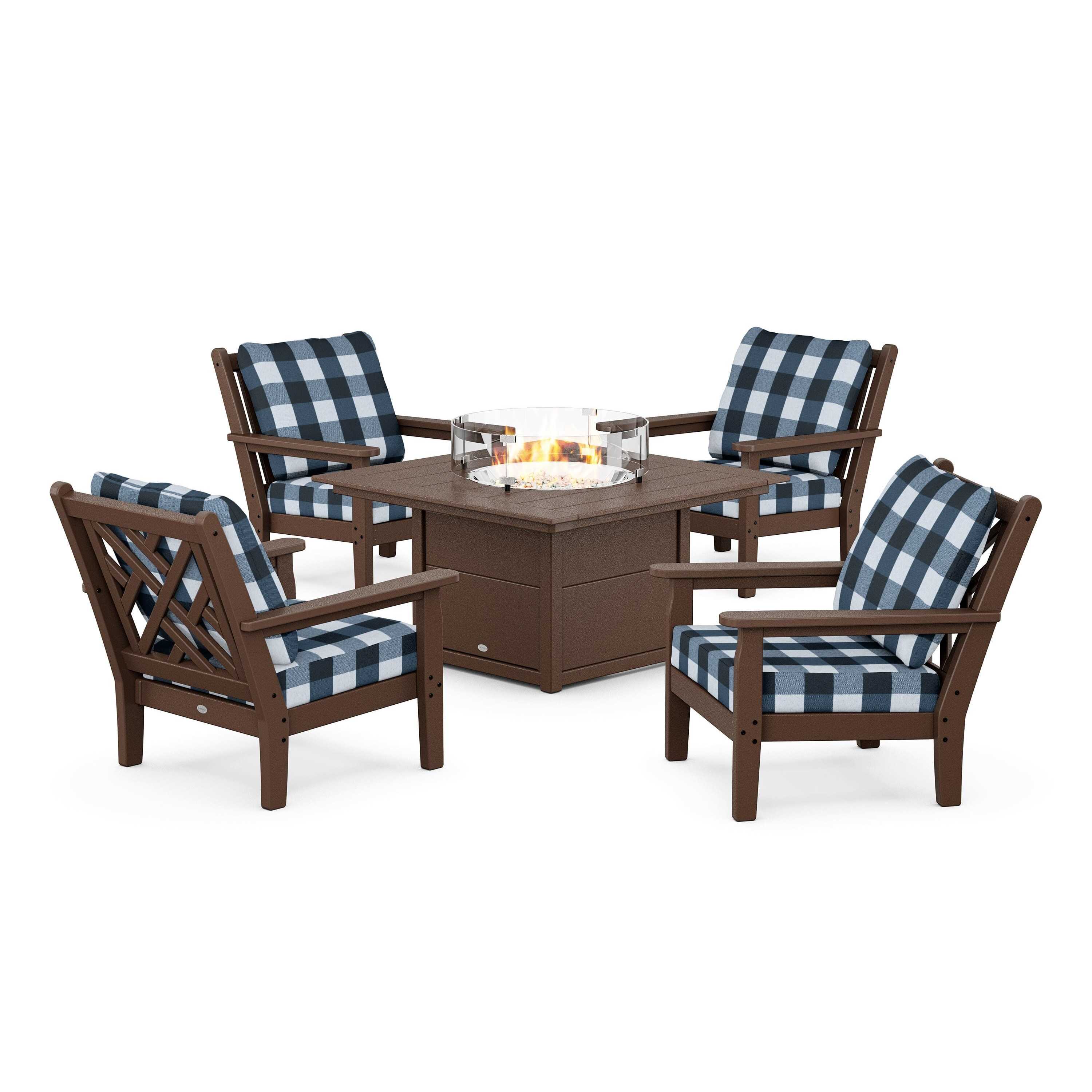 Chippendale 5-Piece Deep Seating Set with Fire Pit Table