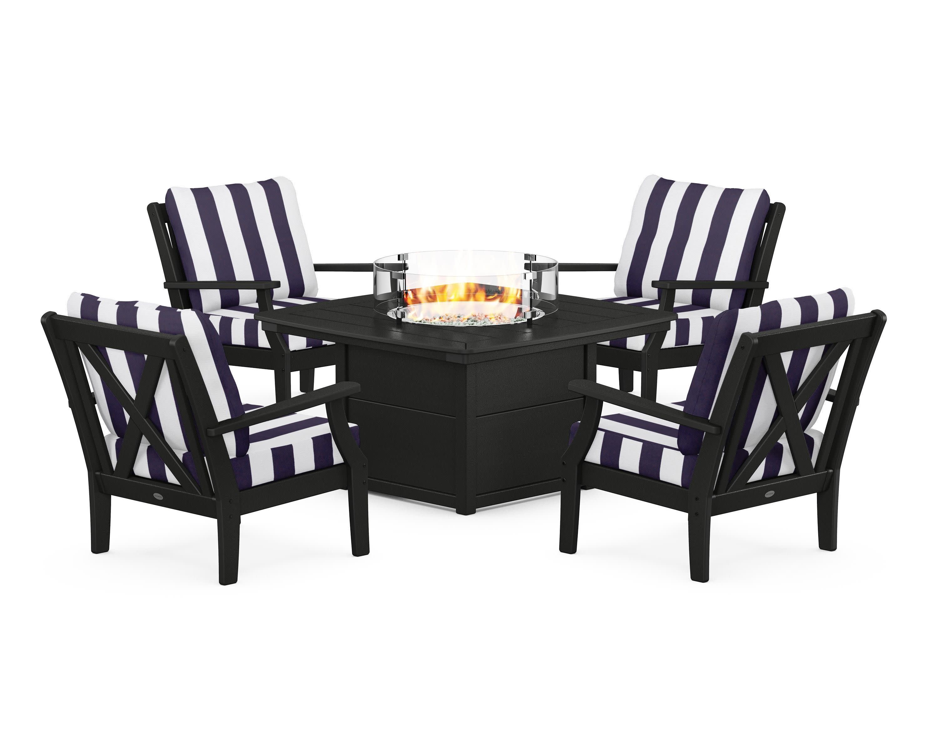 Braxton 5-Piece Deep Seating Conversation Set with Fire Pit Table