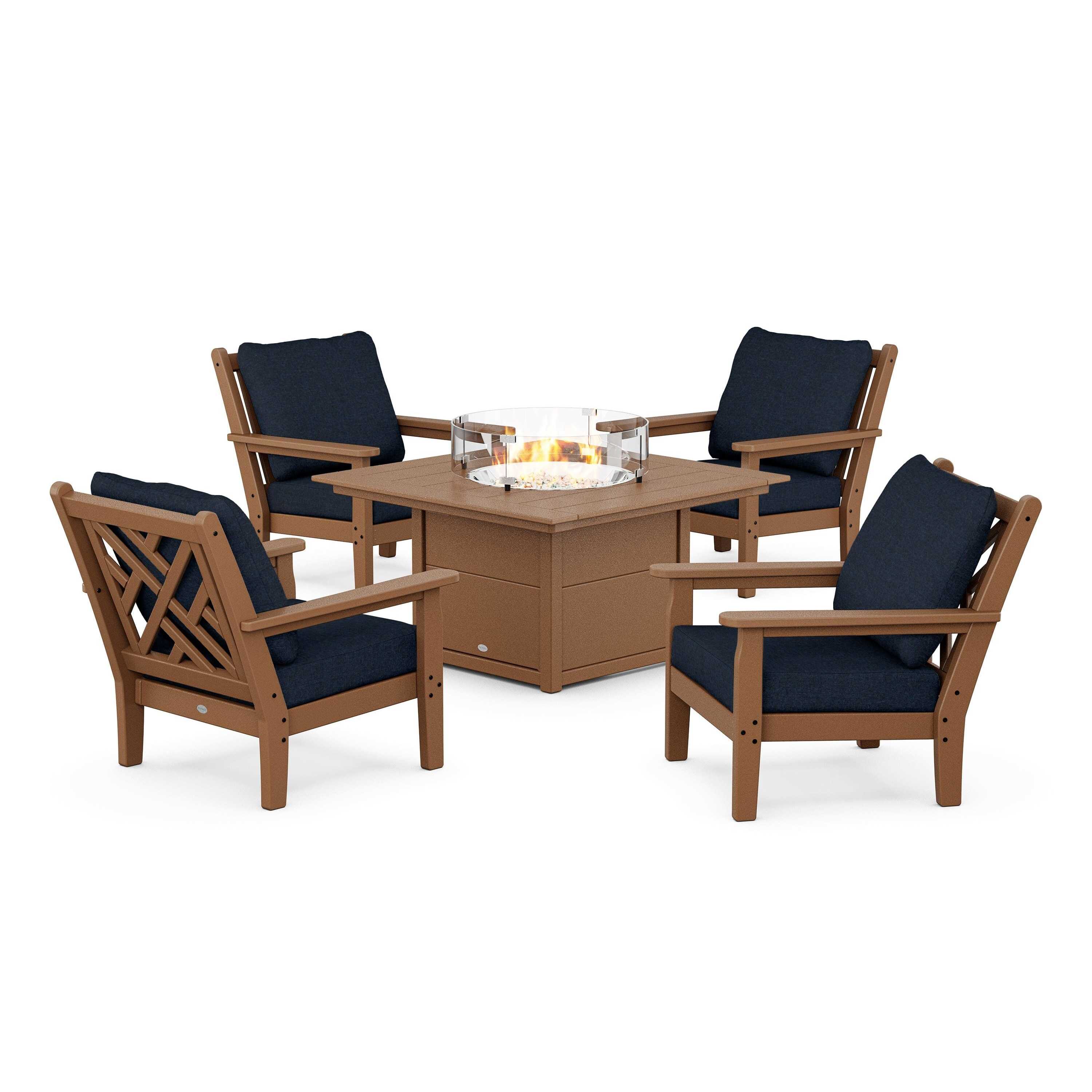 Chippendale 5-Piece Deep Seating Set with Fire Pit Table