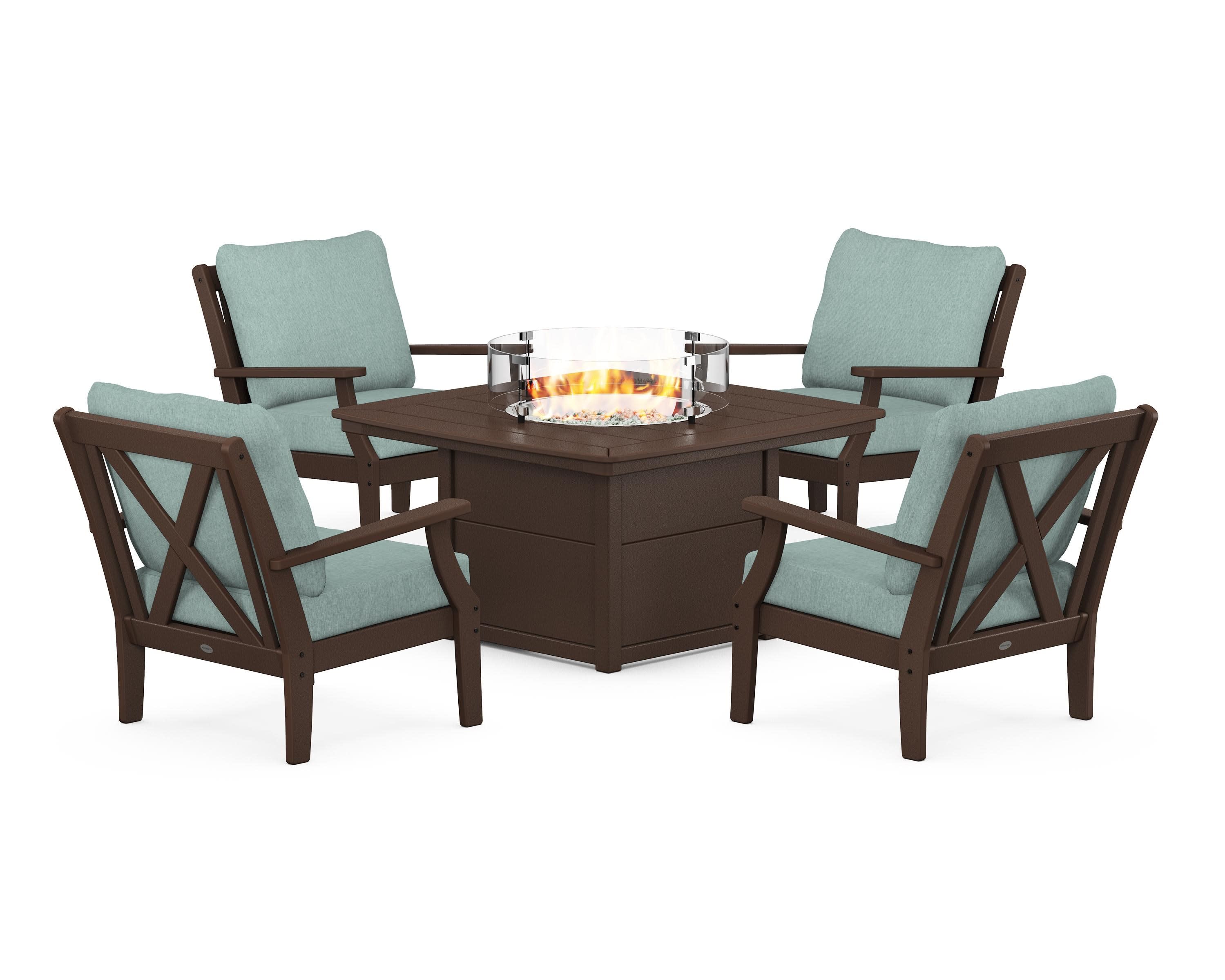 Braxton 5-Piece Deep Seating Conversation Set with Fire Pit Table