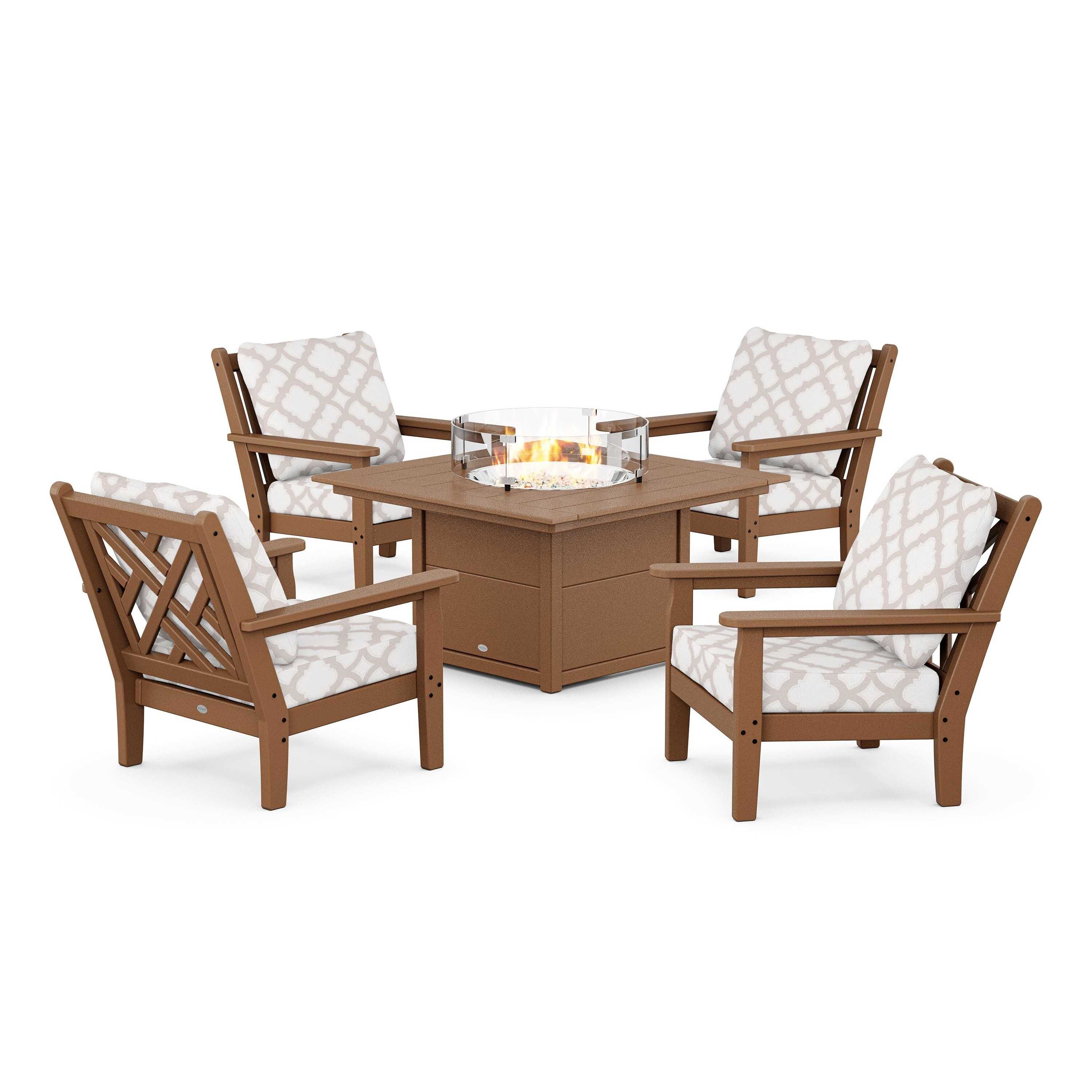 Chippendale 5-Piece Deep Seating Set with Fire Pit Table