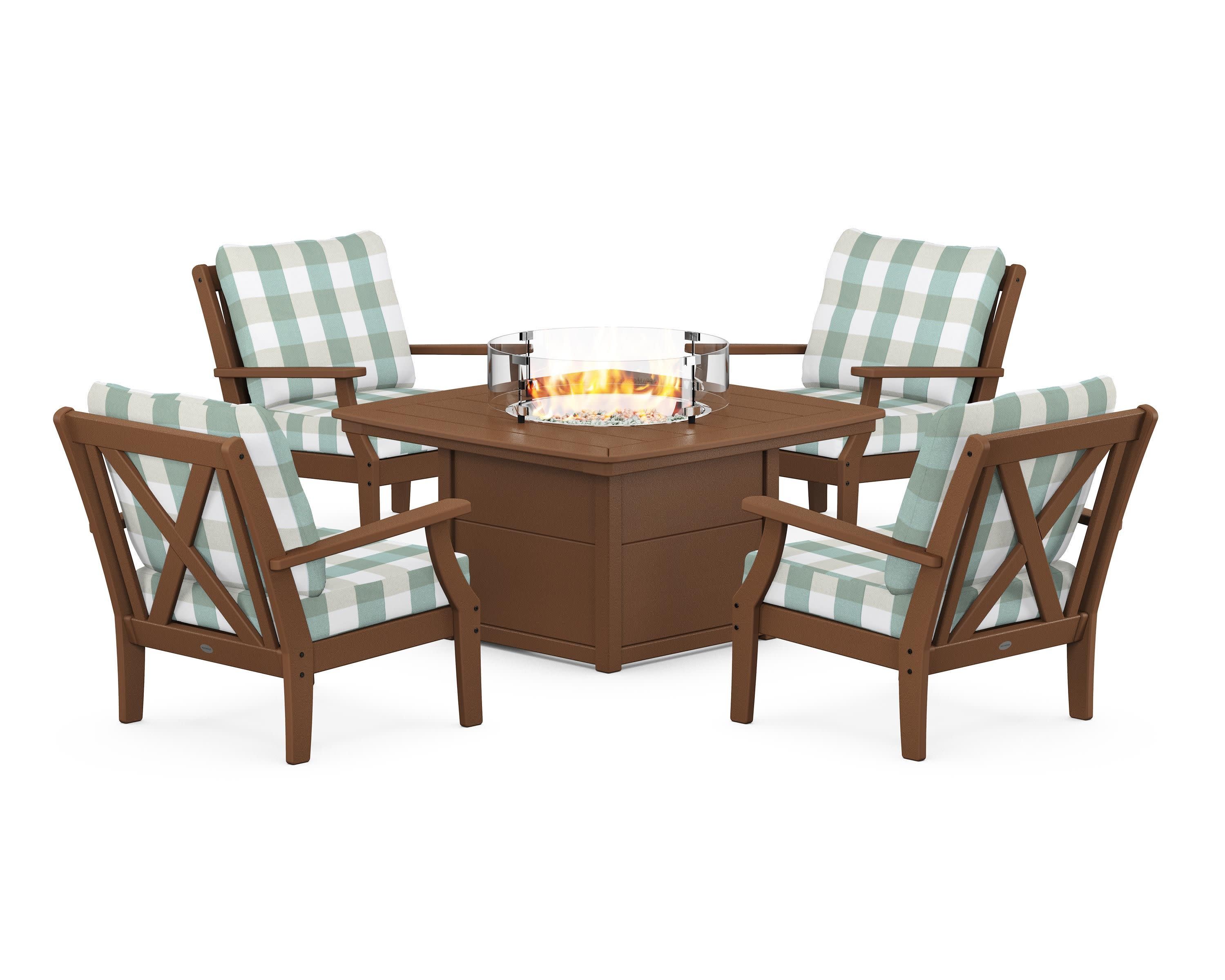 Braxton 5-Piece Deep Seating Conversation Set with Fire Pit Table