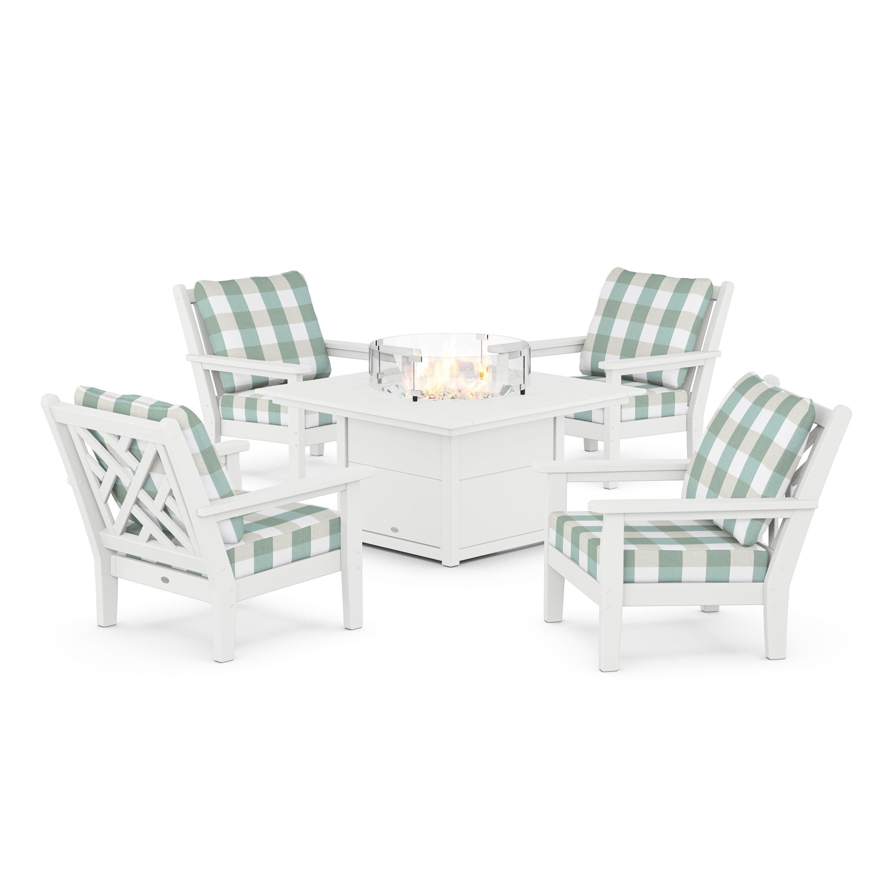 Chippendale 5-Piece Deep Seating Set with Fire Pit Table