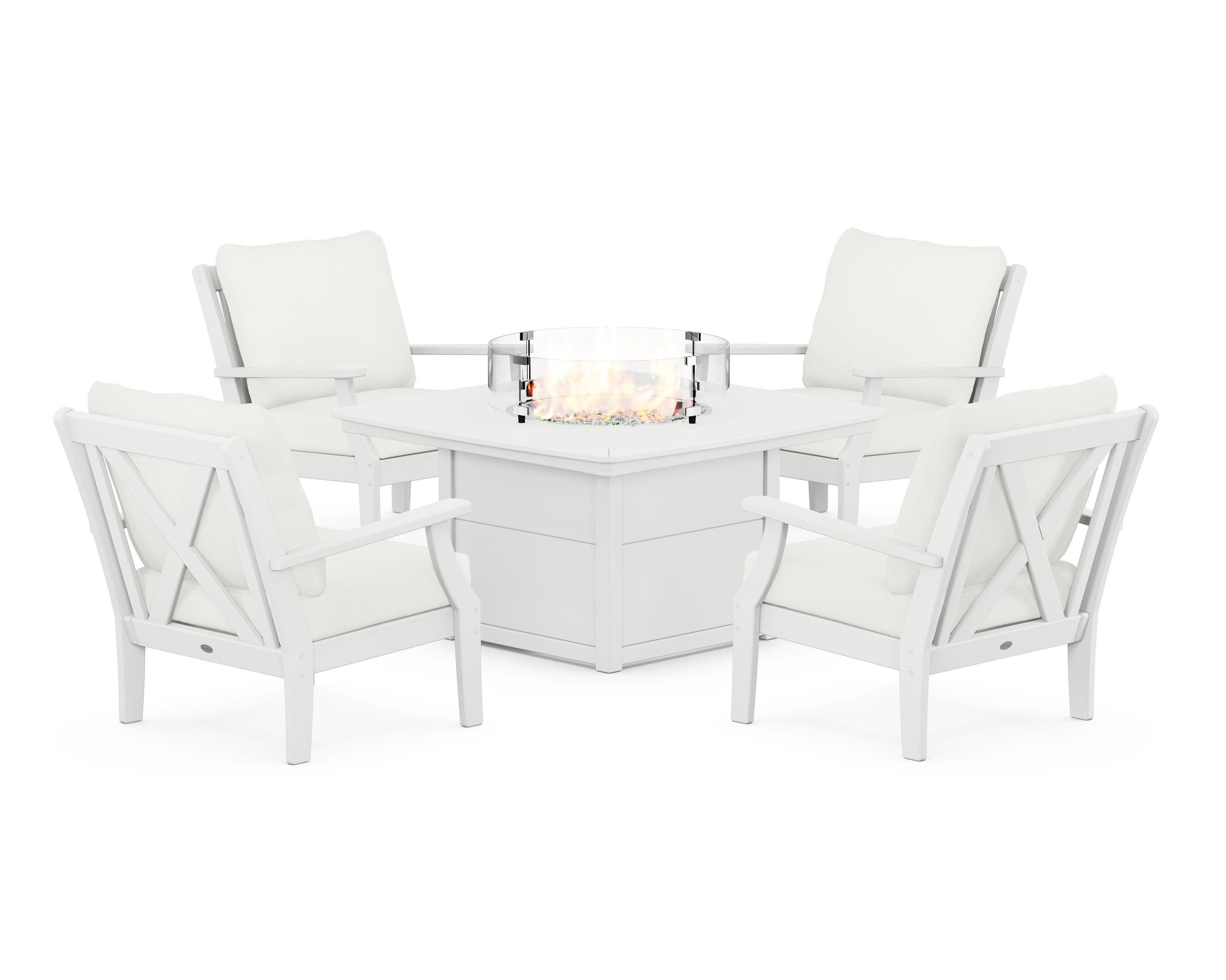 Braxton 5-Piece Deep Seating Conversation Set with Fire Pit Table