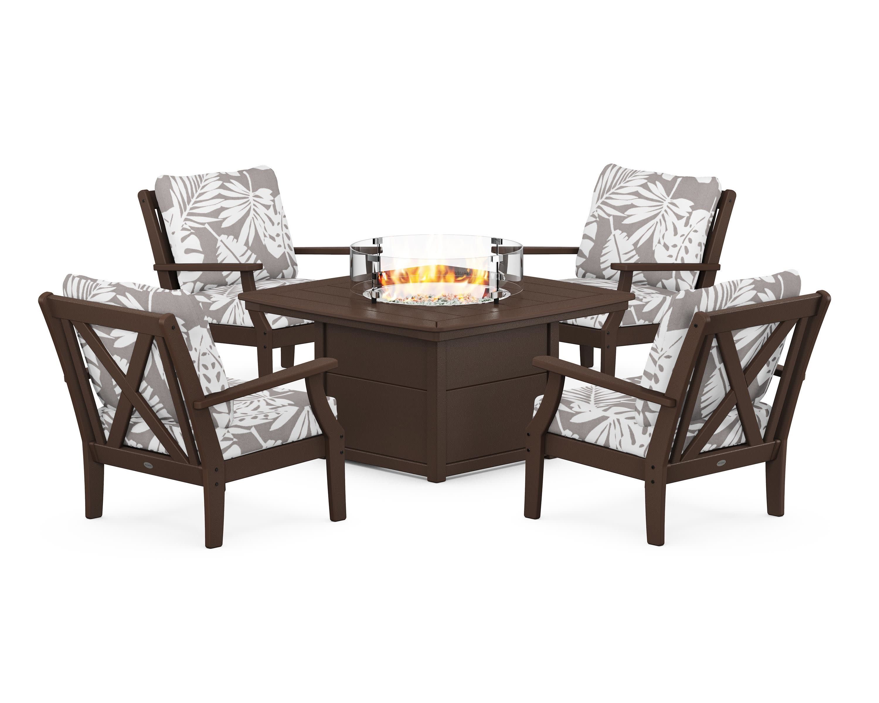 Braxton 5-Piece Deep Seating Conversation Set with Fire Pit Table