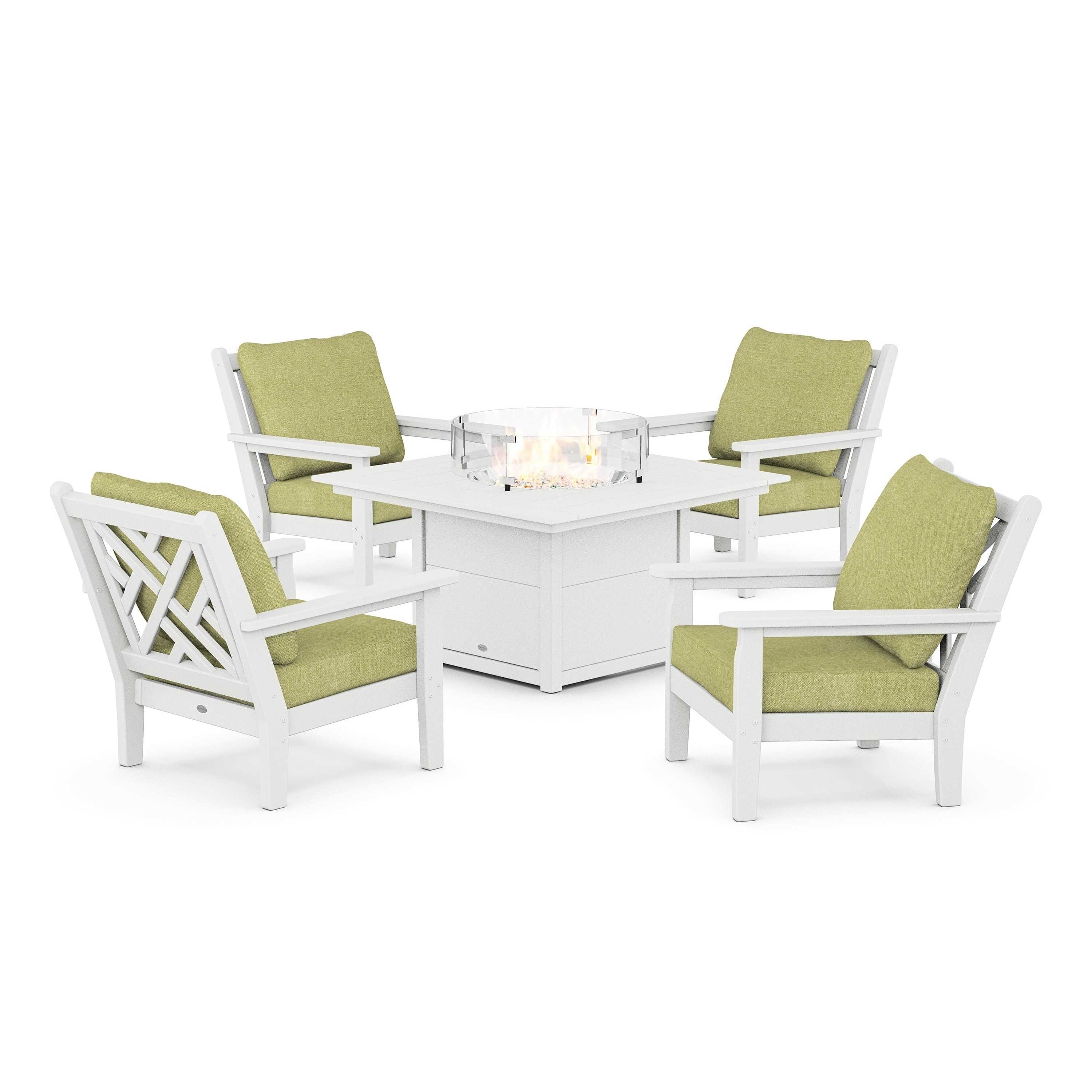 Chippendale 5-Piece Deep Seating Set with Fire Pit Table