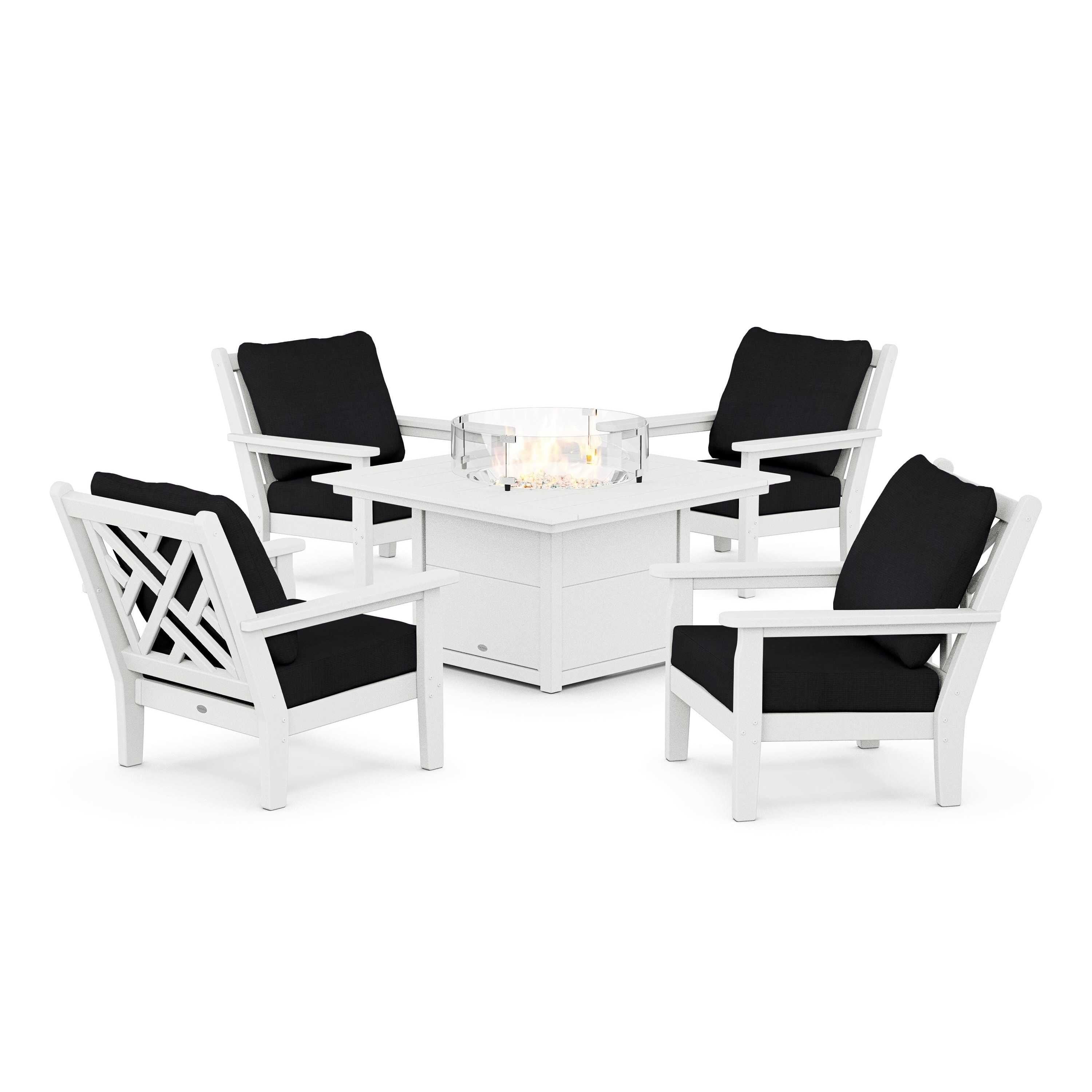 Chippendale 5-Piece Deep Seating Set with Fire Pit Table
