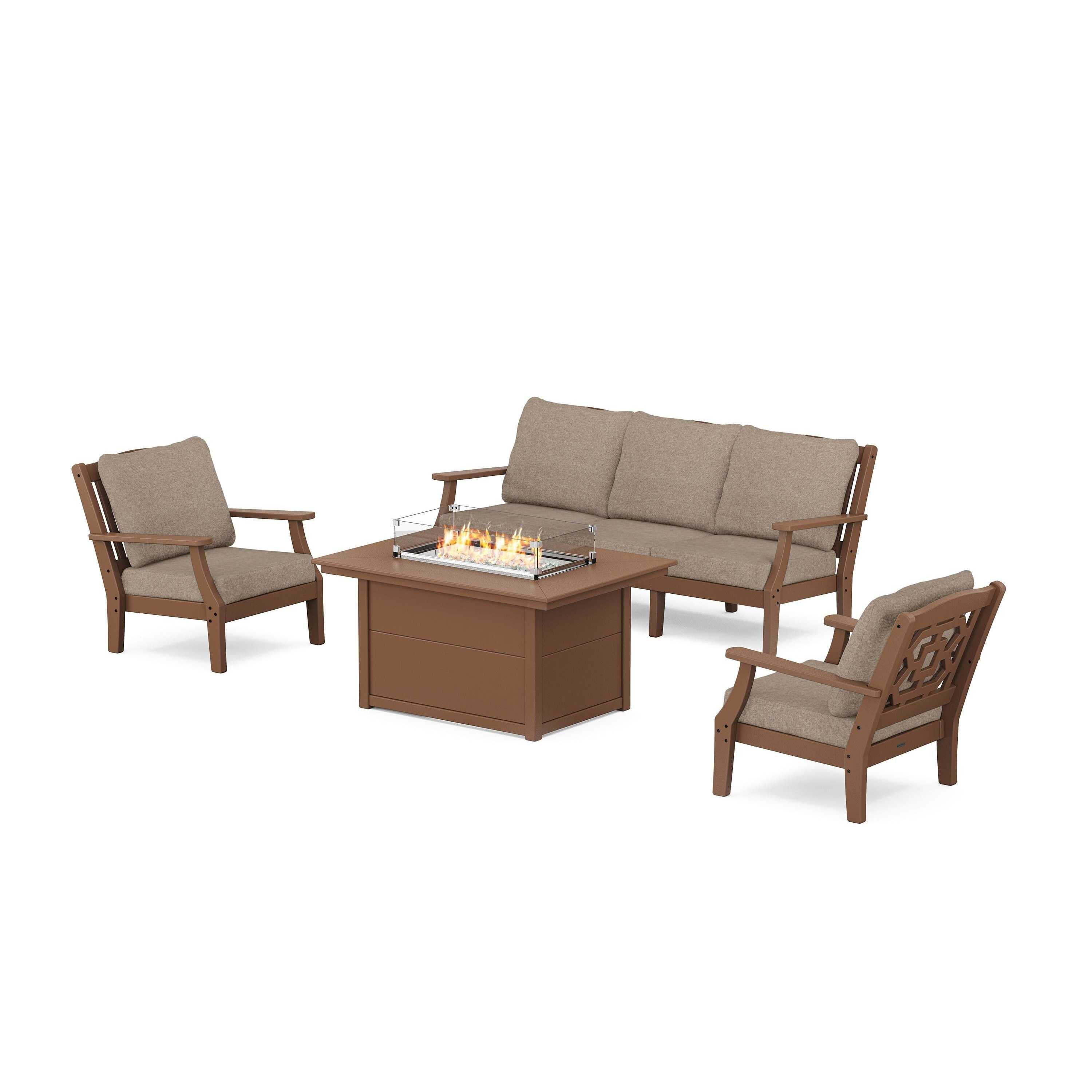 Chinoiserie Deep Seating Fire Pit Table Set