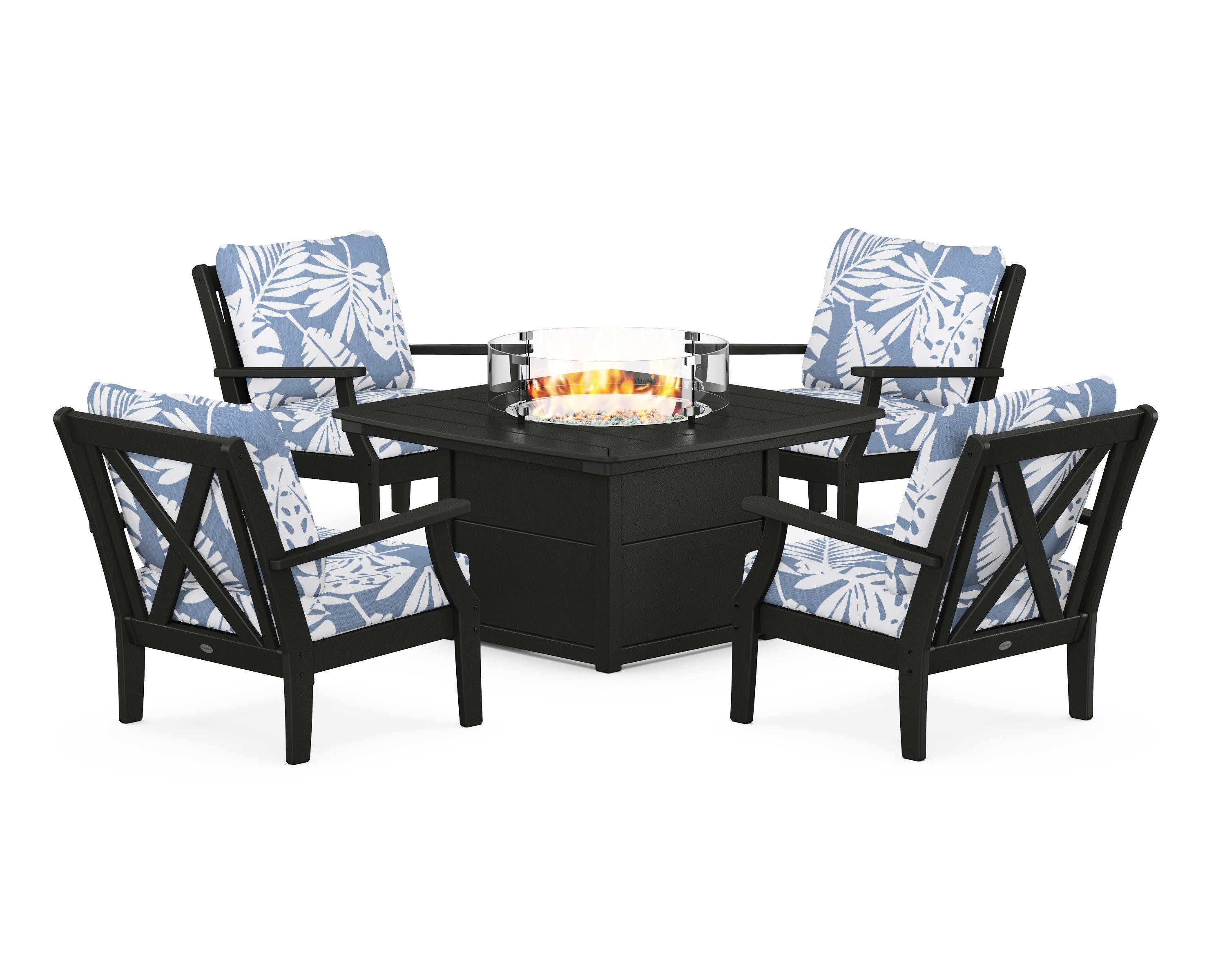 Braxton 5-Piece Deep Seating Conversation Set with Fire Pit Table