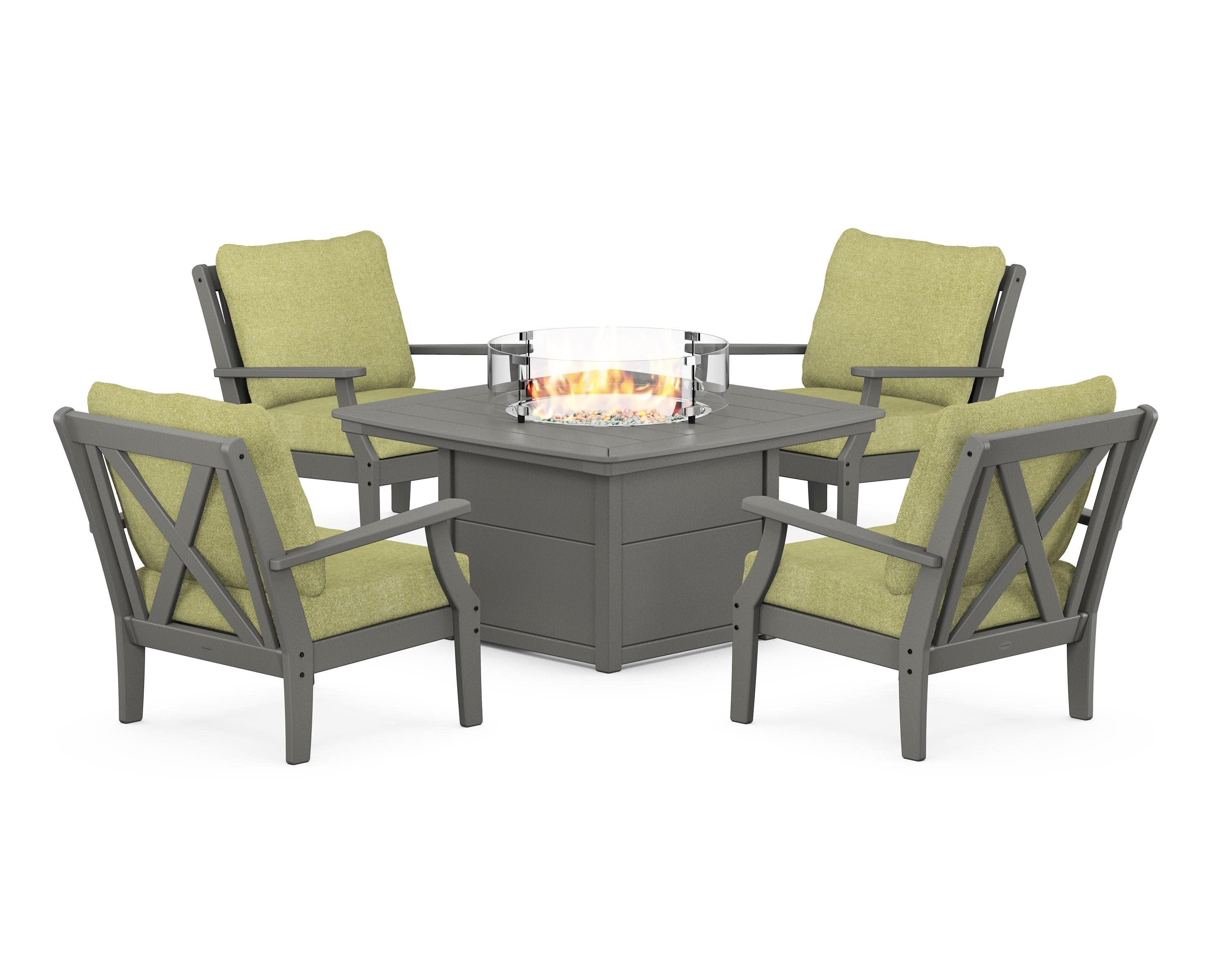 Braxton 5-Piece Deep Seating Conversation Set with Fire Pit Table