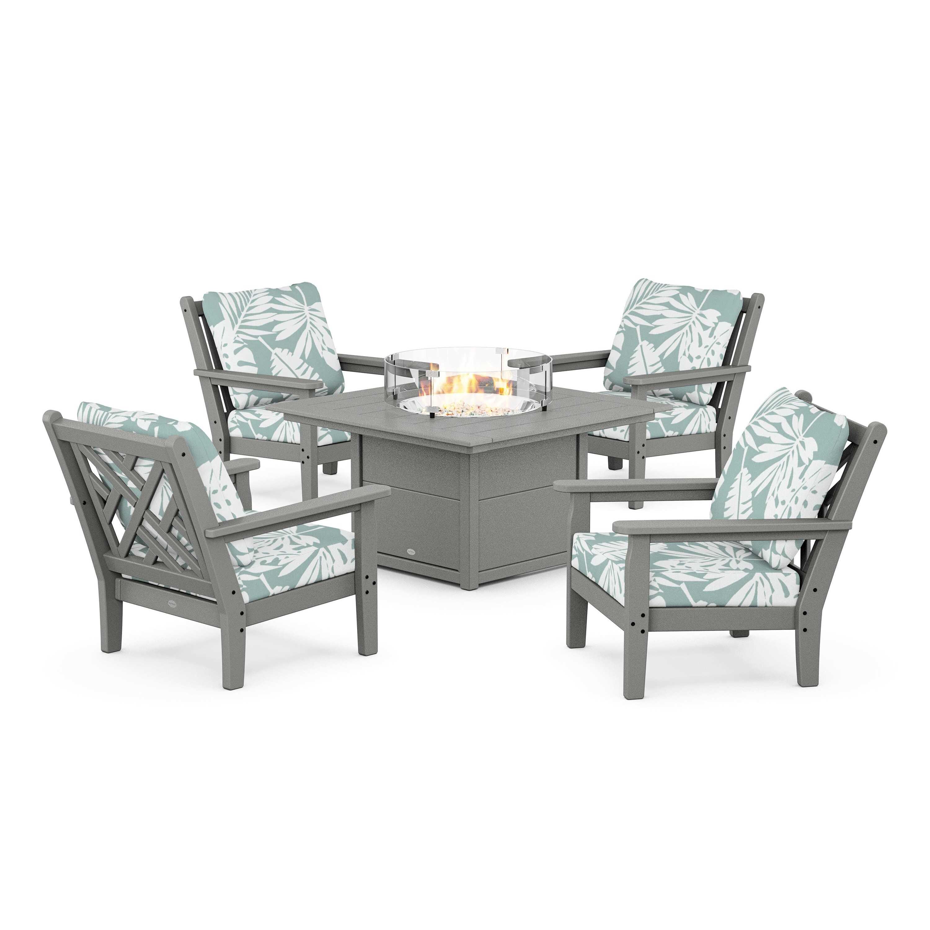 Chippendale 5-Piece Deep Seating Set with Fire Pit Table