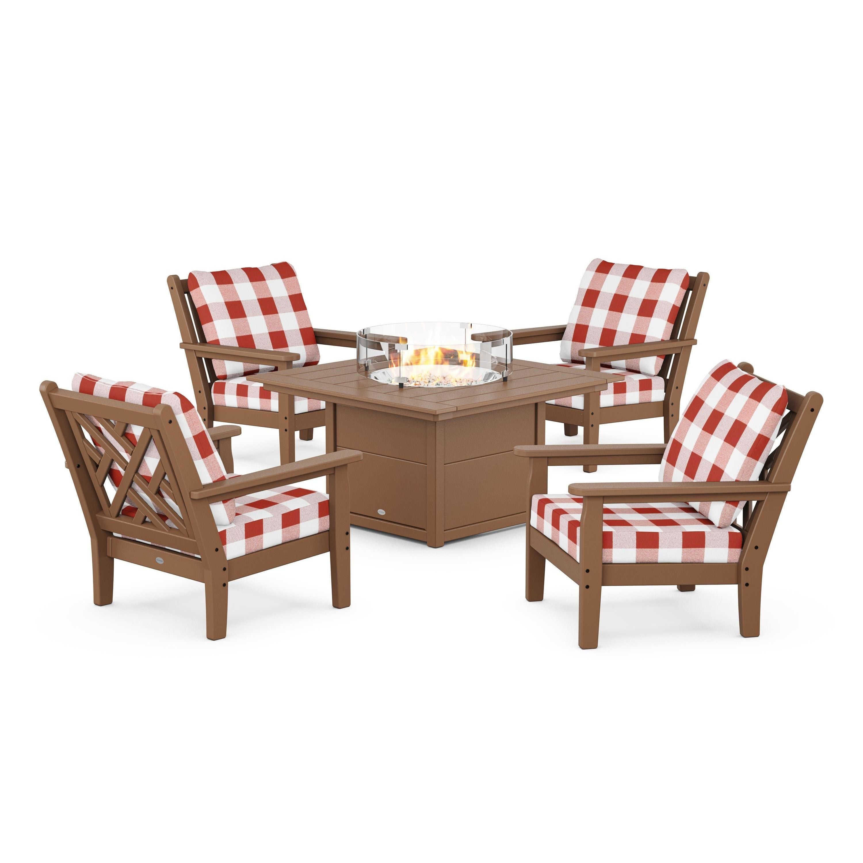 Chippendale 5-Piece Deep Seating Set with Fire Pit Table