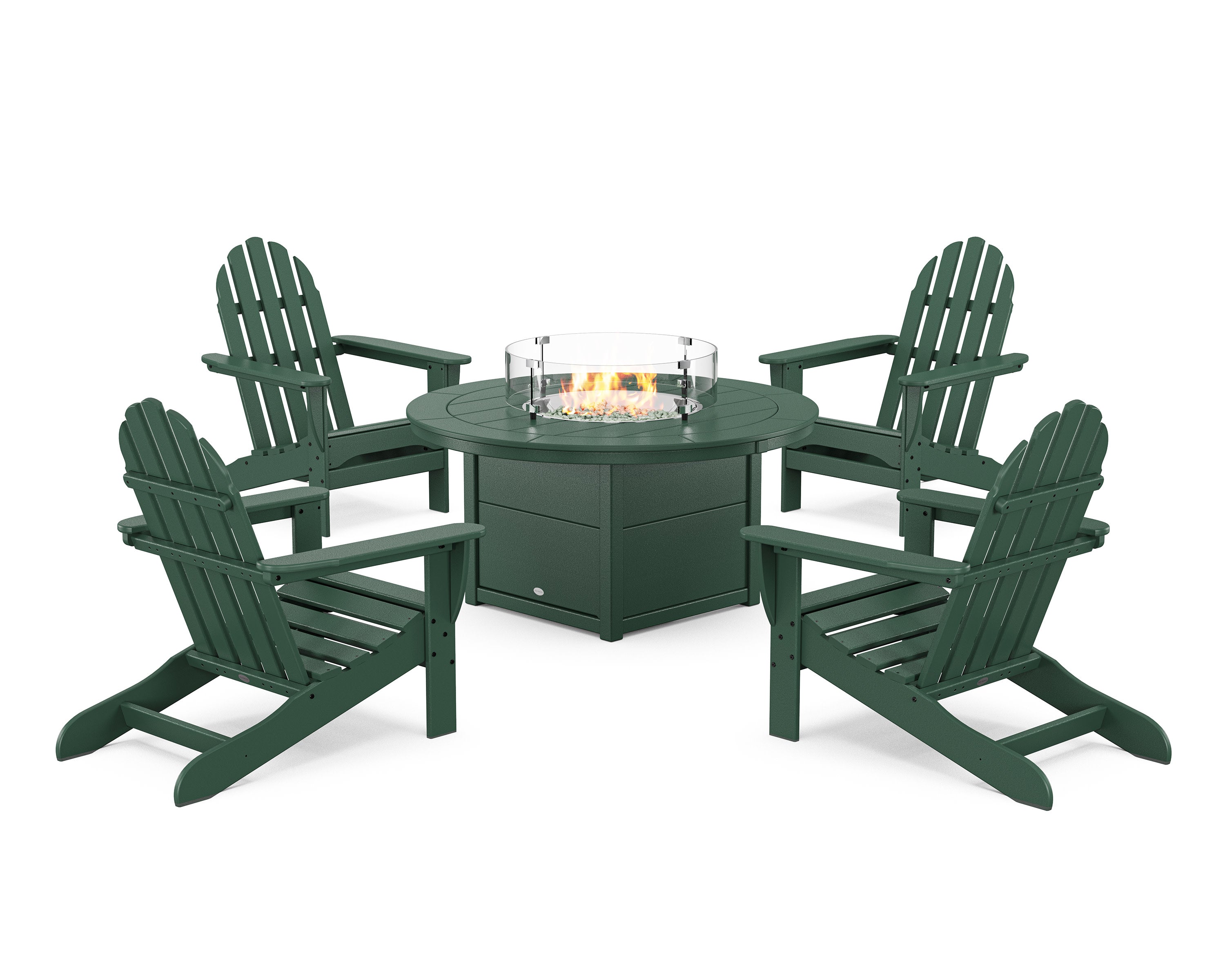Classic Adirondack 5-Piece Conversation Set with Fire Pit Table