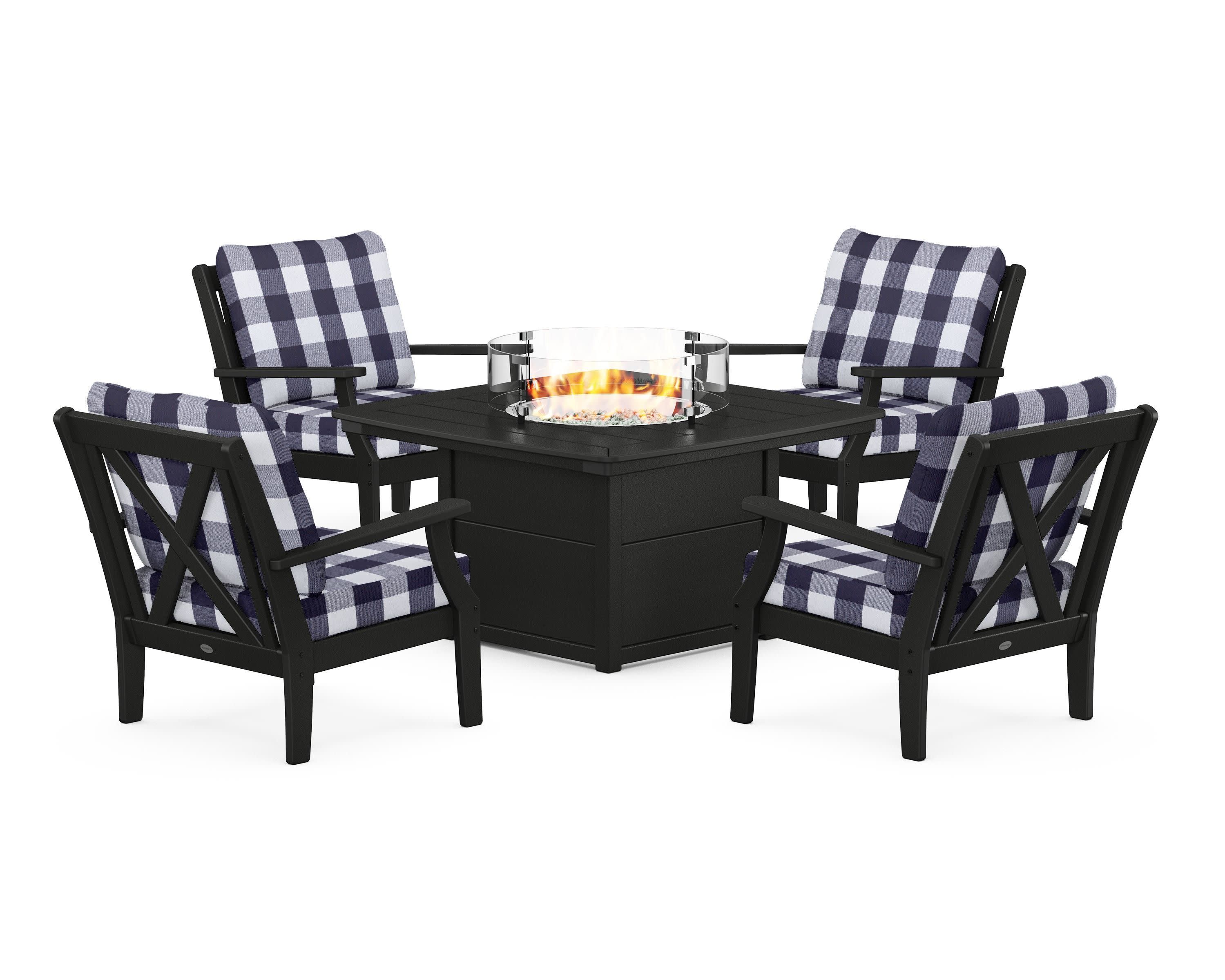 Braxton 5-Piece Deep Seating Conversation Set with Fire Pit Table
