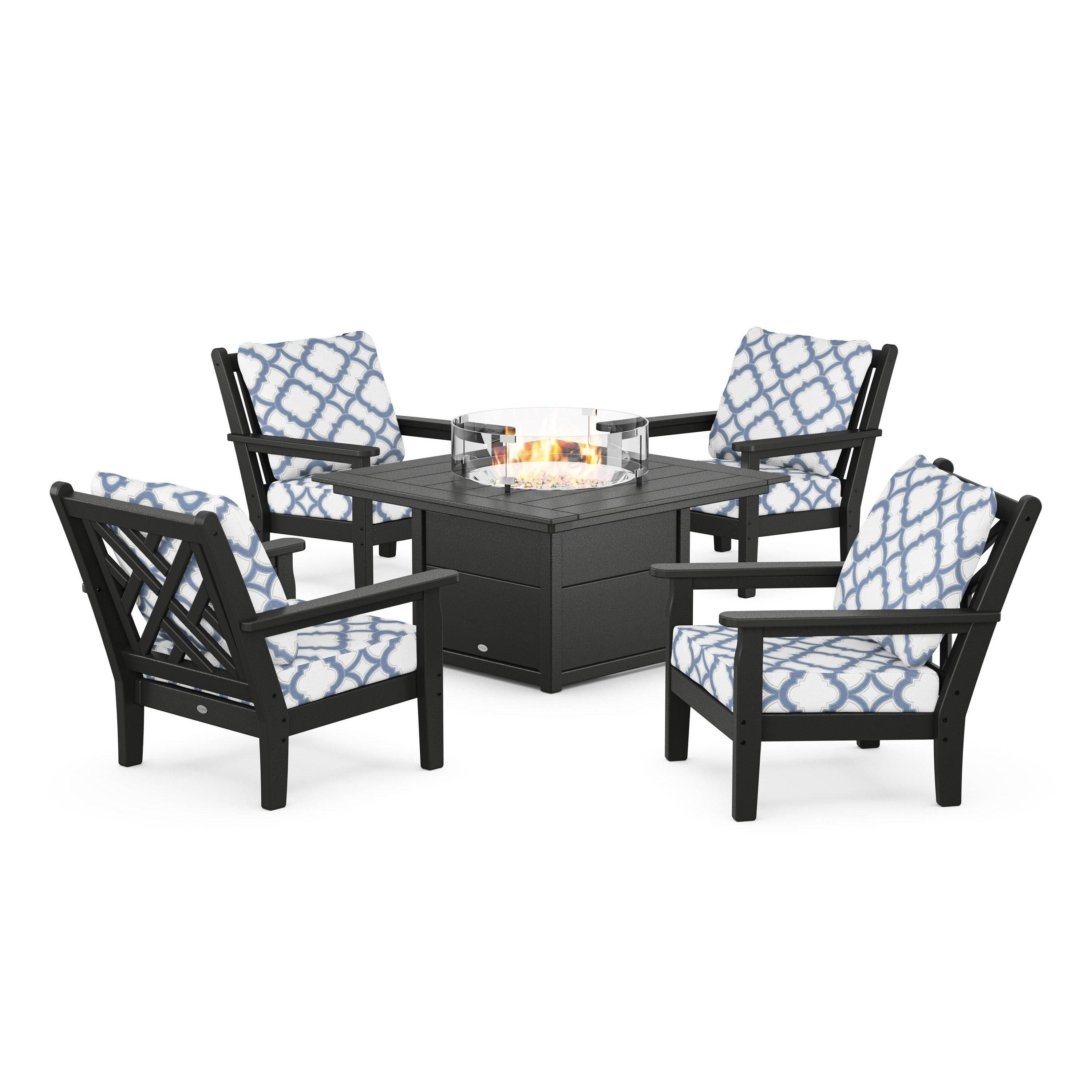 Chippendale 5-Piece Deep Seating Set with Fire Pit Table