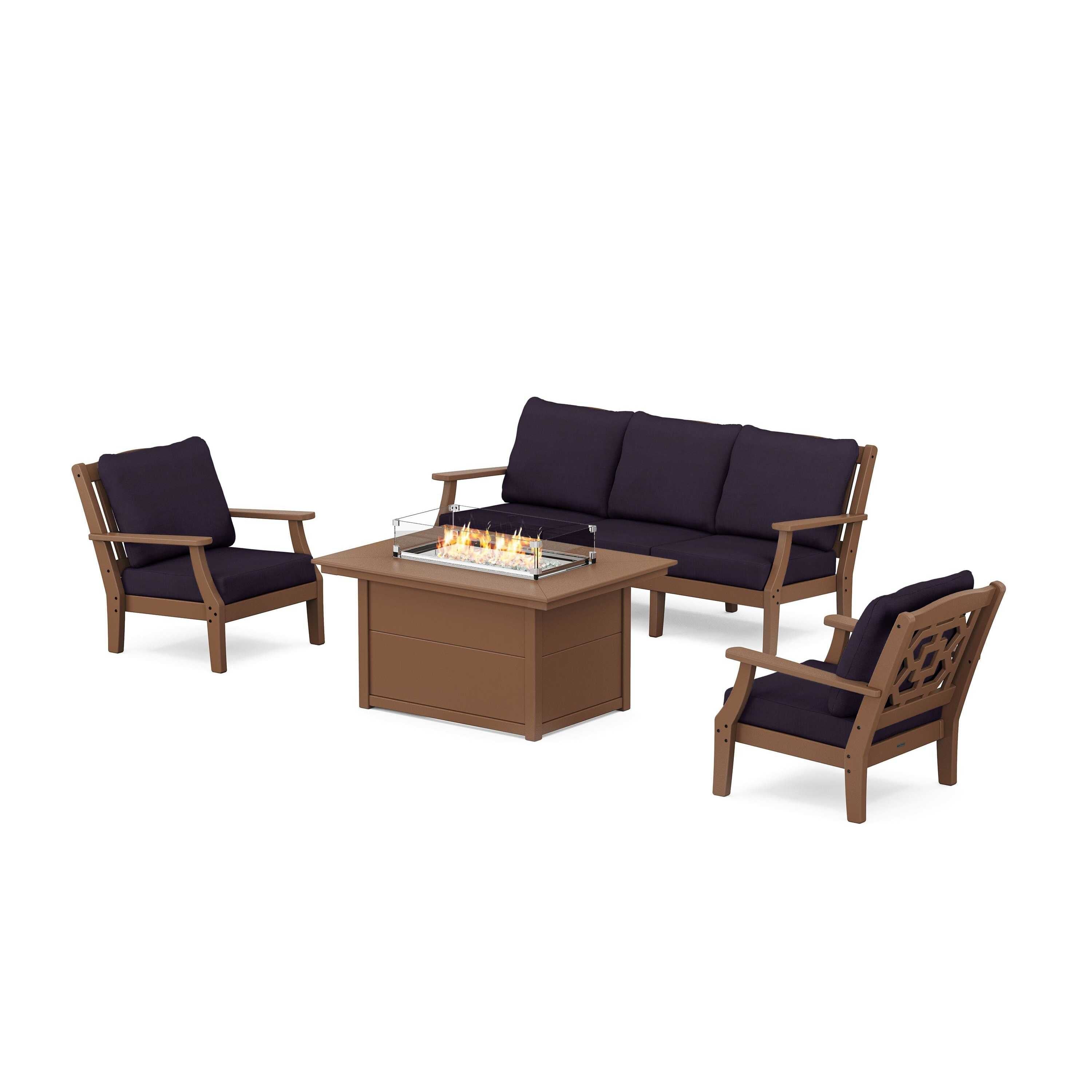 Chinoiserie Deep Seating Fire Pit Table Set
