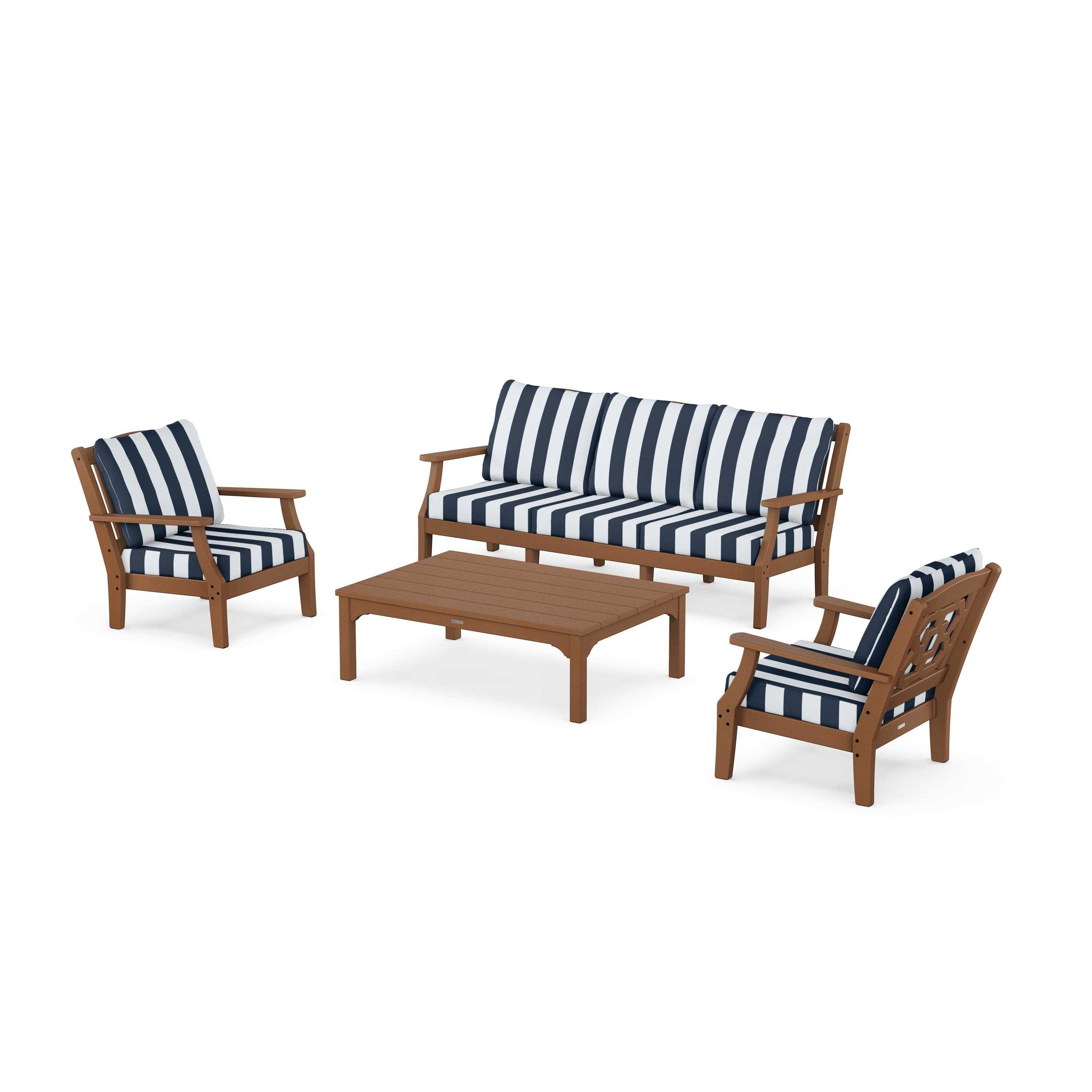 Chinoiserie 4-Piece Deep Seating Set with Sofa
