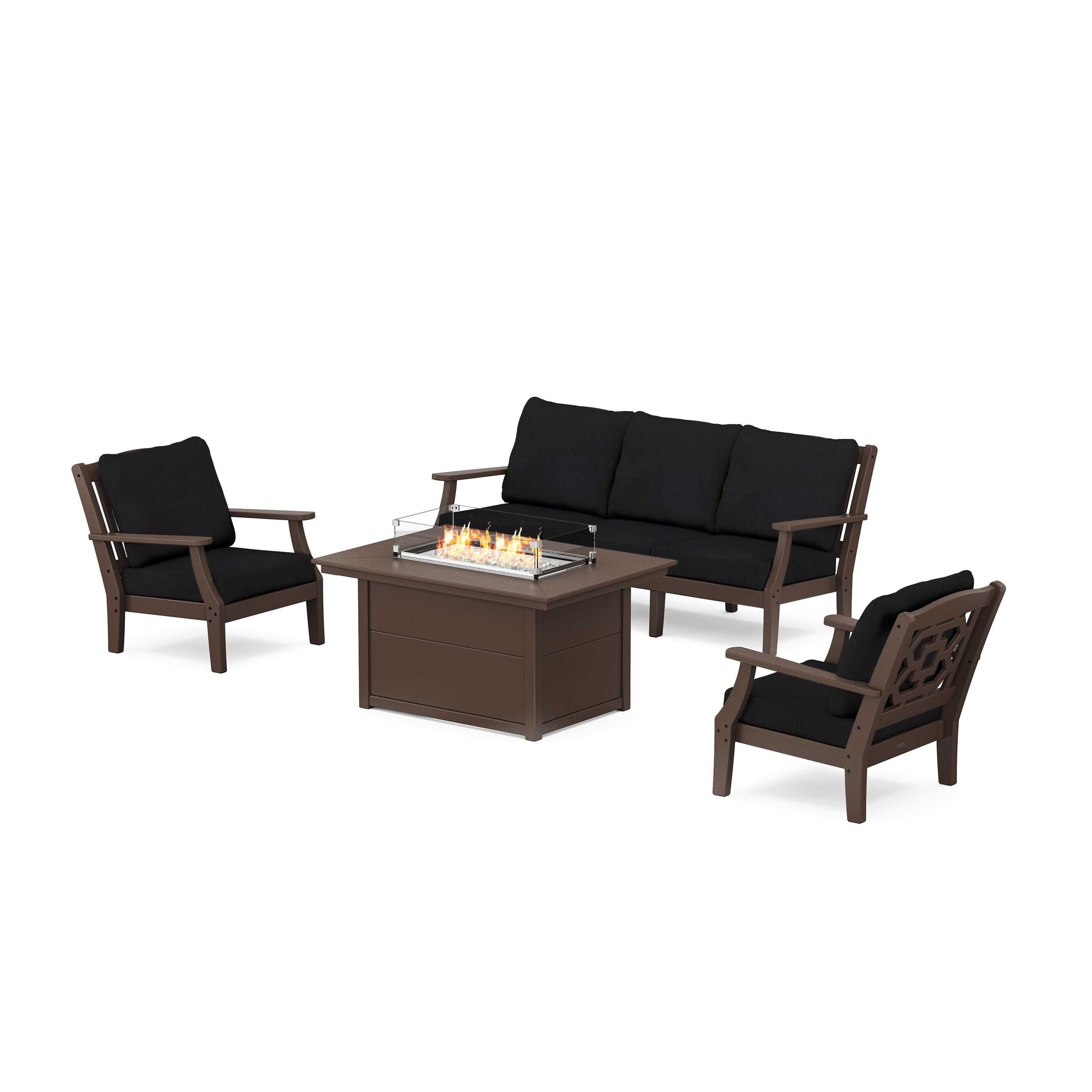 Chinoiserie Deep Seating Fire Pit Table Set