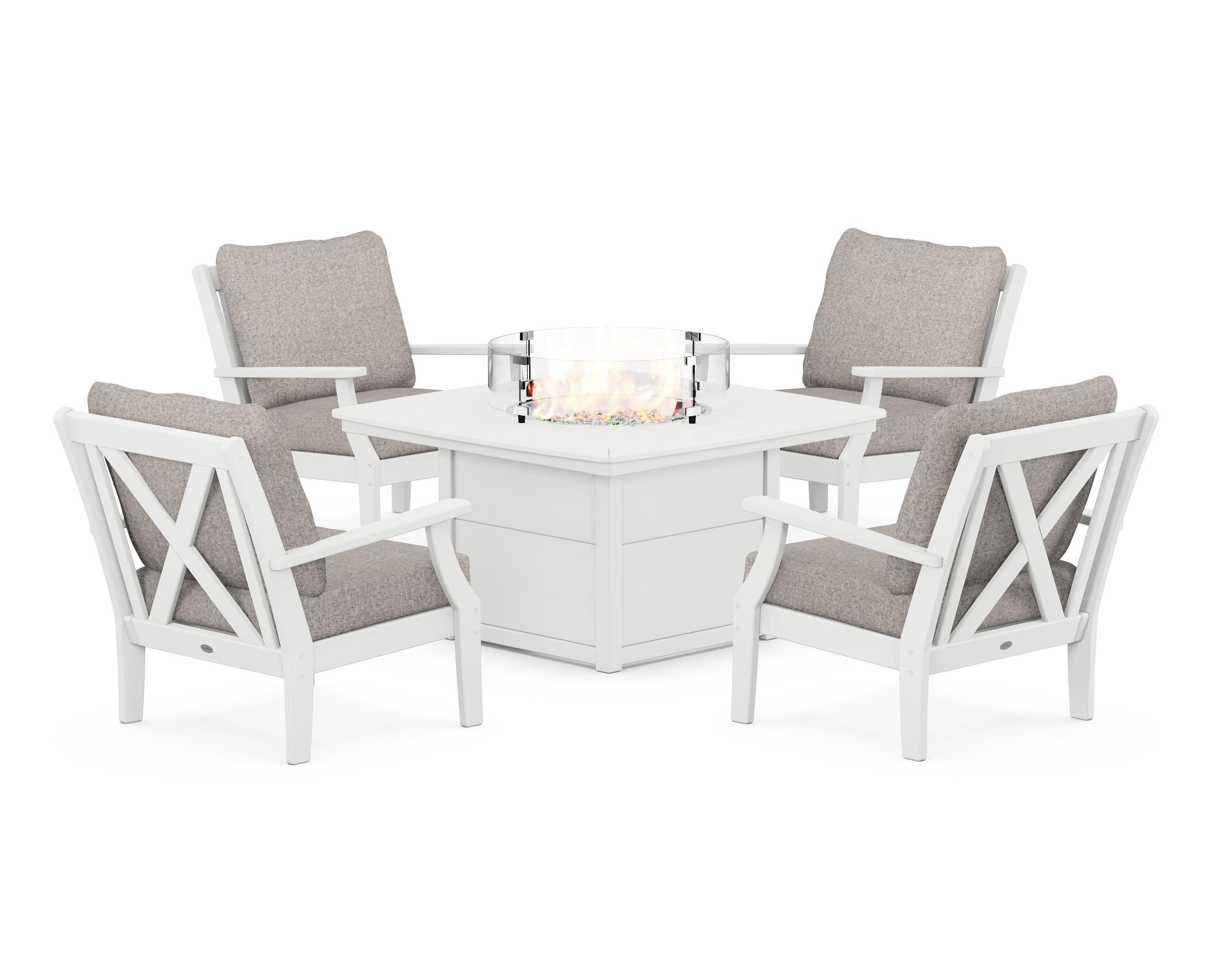 Braxton 5-Piece Deep Seating Conversation Set with Fire Pit Table