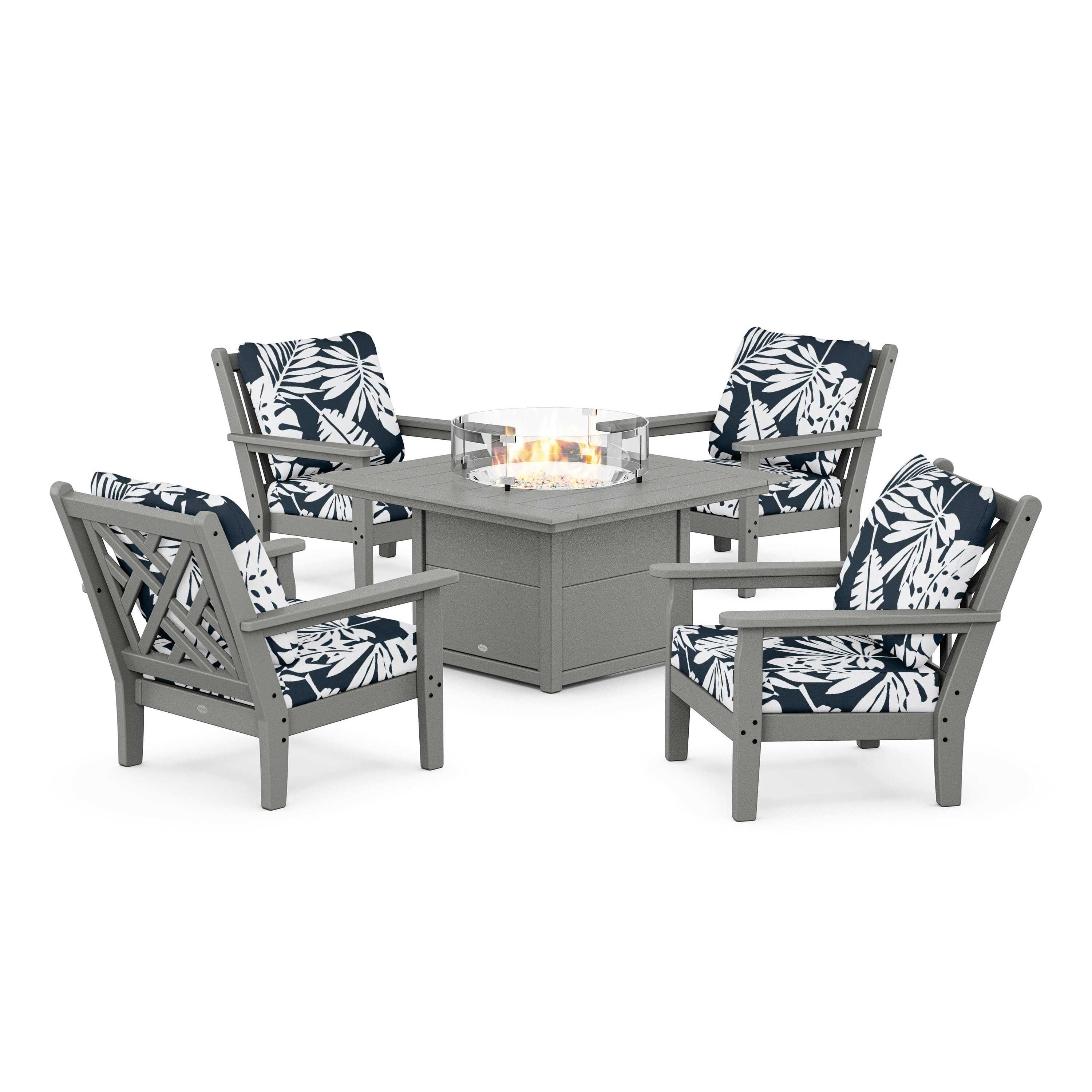 Chippendale 5-Piece Deep Seating Set with Fire Pit Table