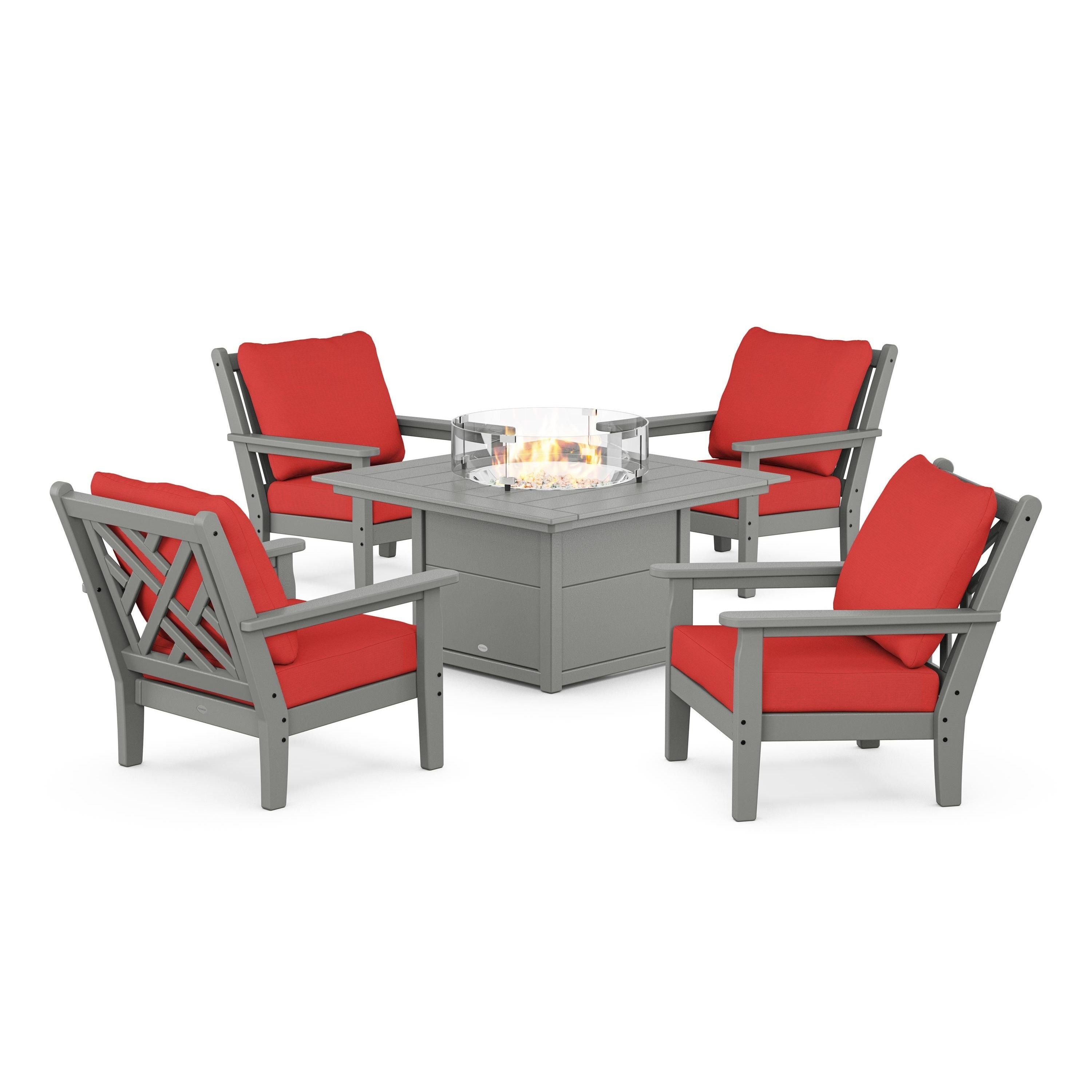 Chippendale 5-Piece Deep Seating Set with Fire Pit Table