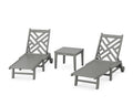 Chippendale 3-Piece Chaise Set with Wheels