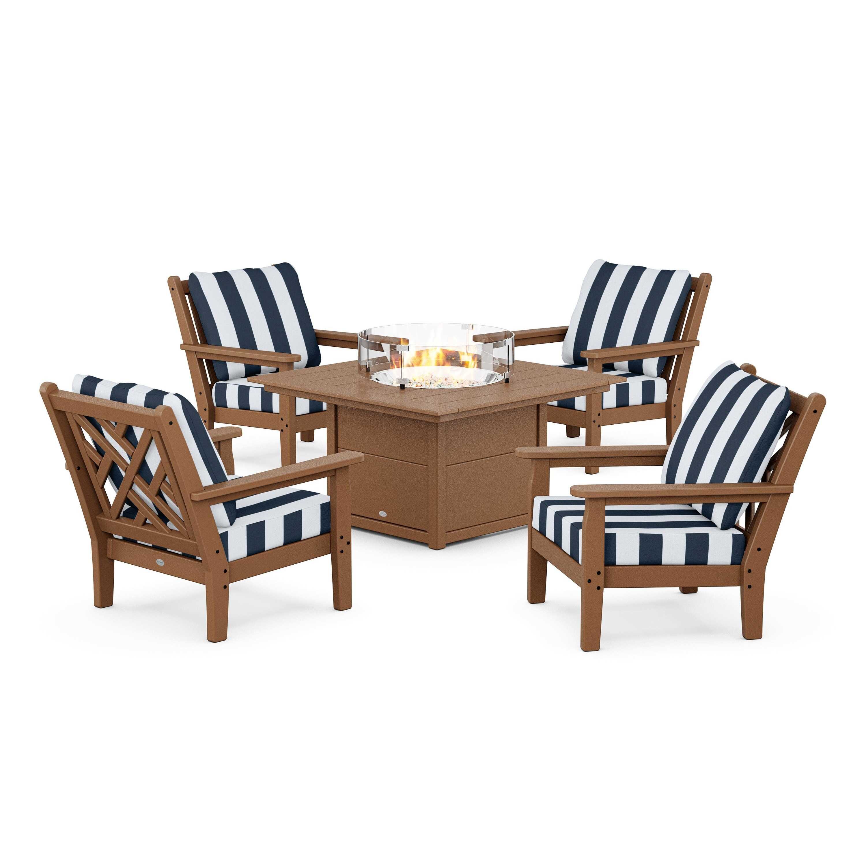 Chippendale 5-Piece Deep Seating Set with Fire Pit Table