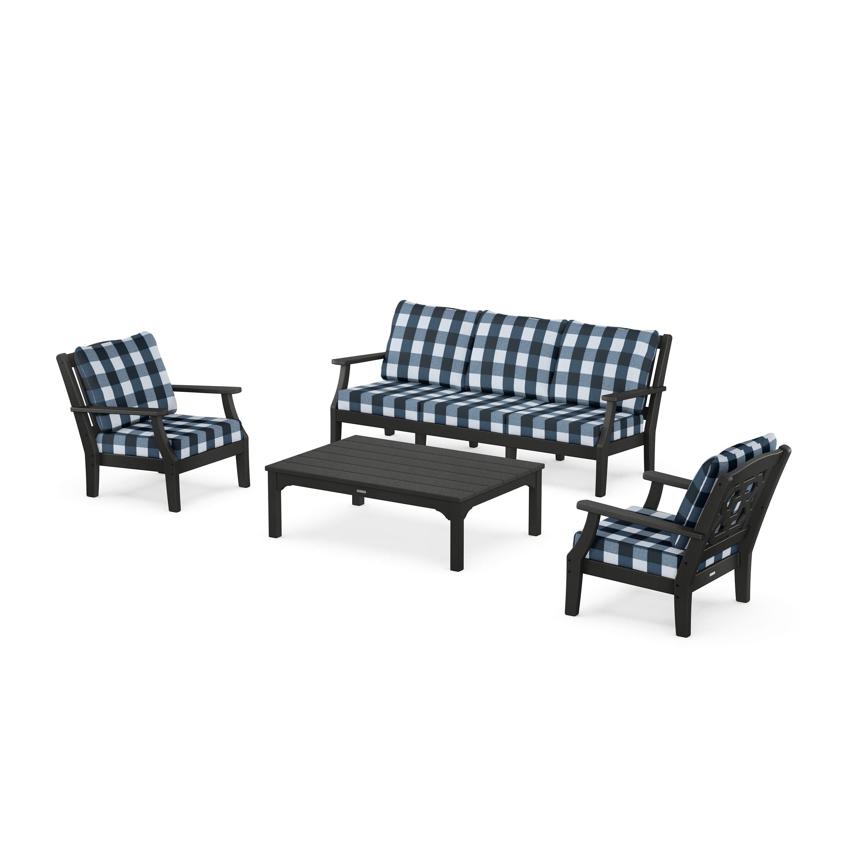 Chinoiserie 4-Piece Deep Seating Set with Sofa