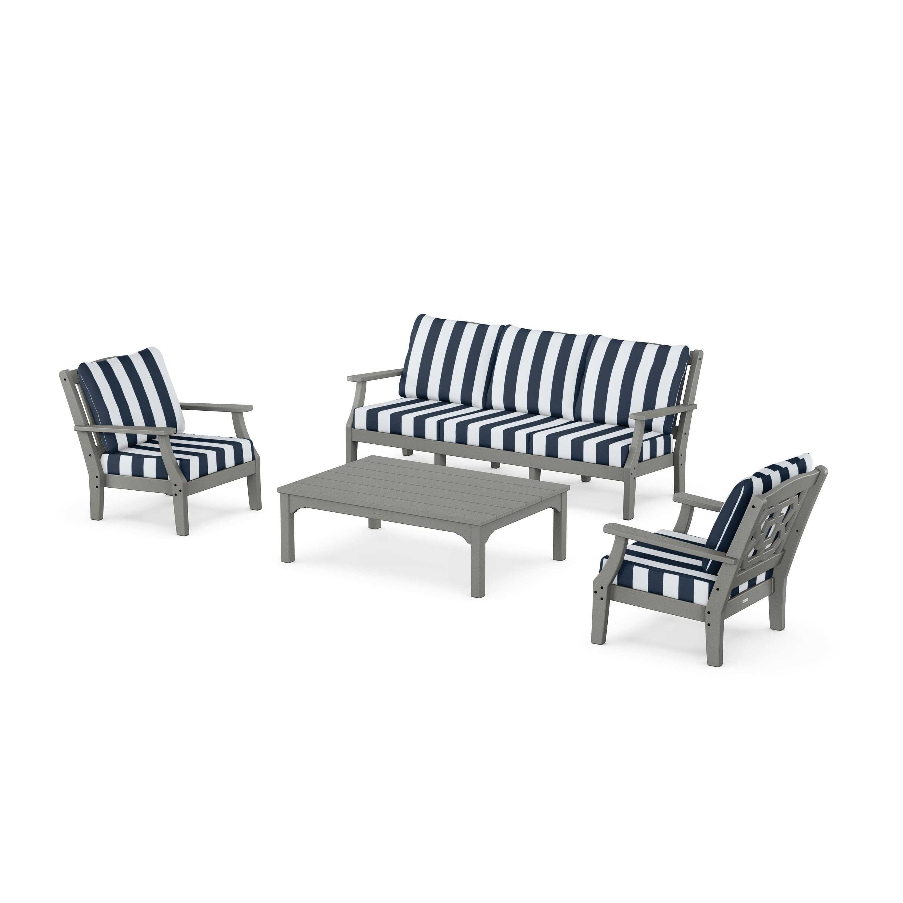 Chinoiserie 4-Piece Deep Seating Set with Sofa