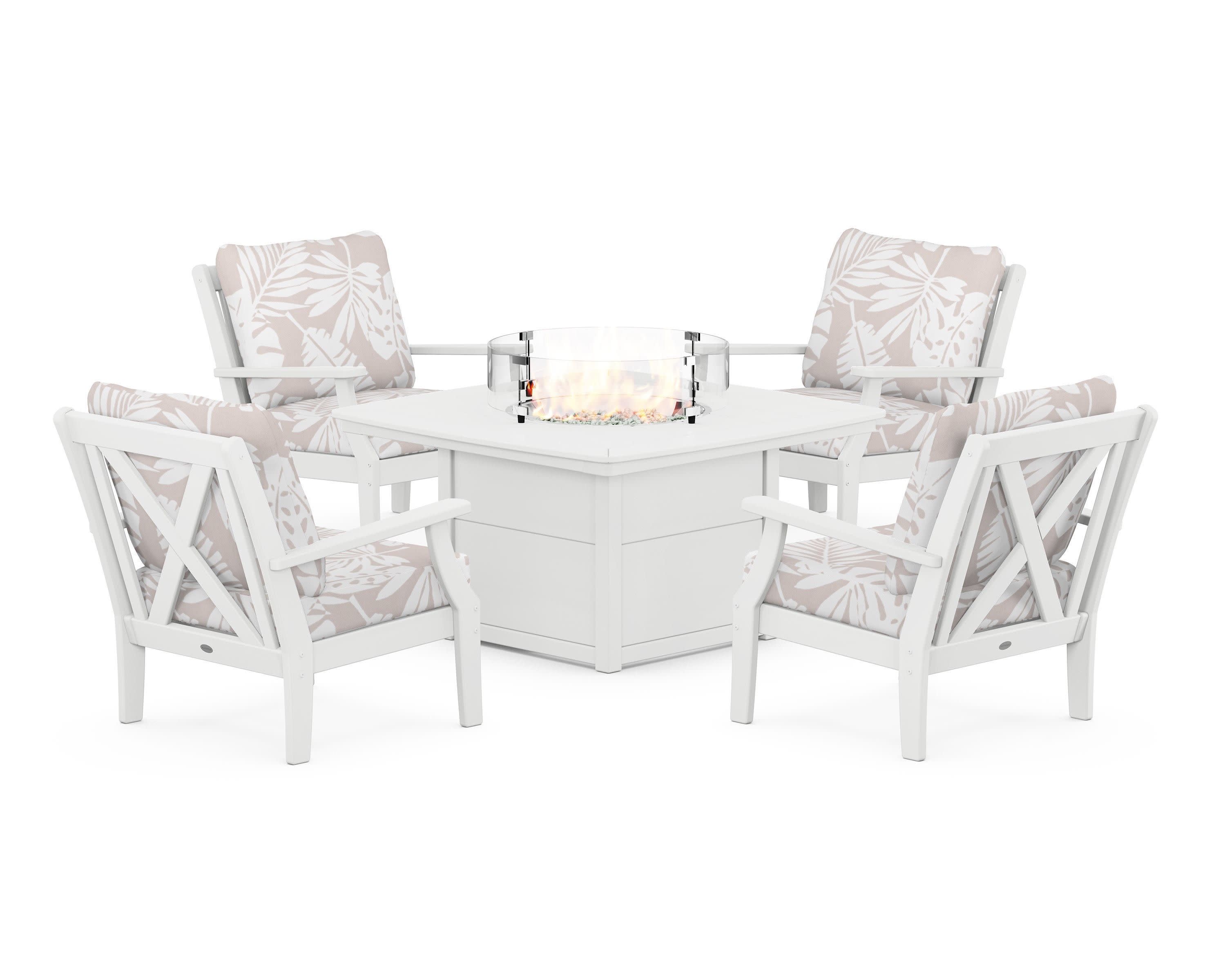 Braxton 5-Piece Deep Seating Conversation Set with Fire Pit Table