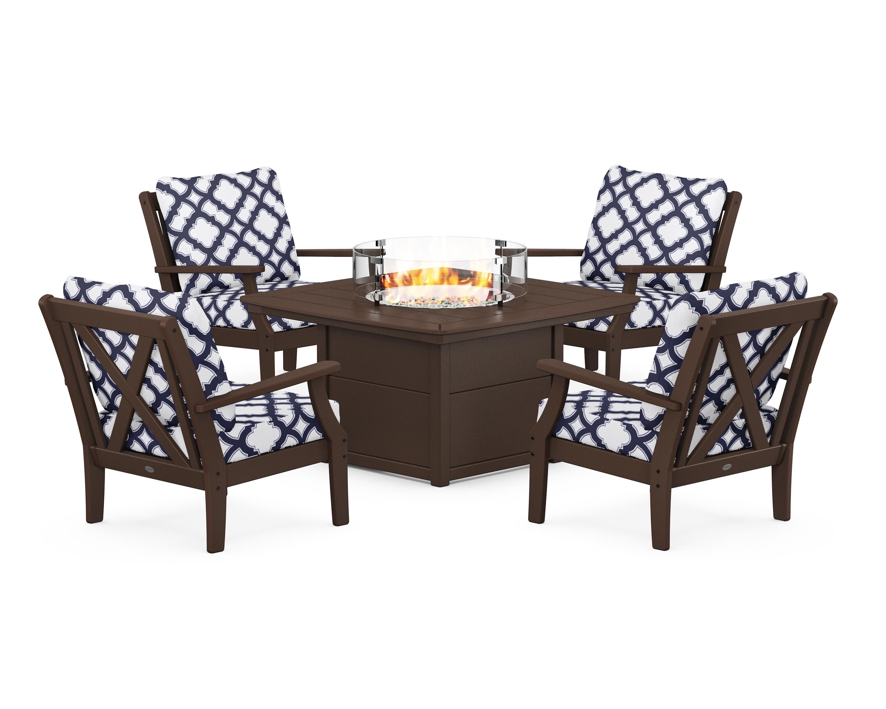 Braxton 5-Piece Deep Seating Conversation Set with Fire Pit Table