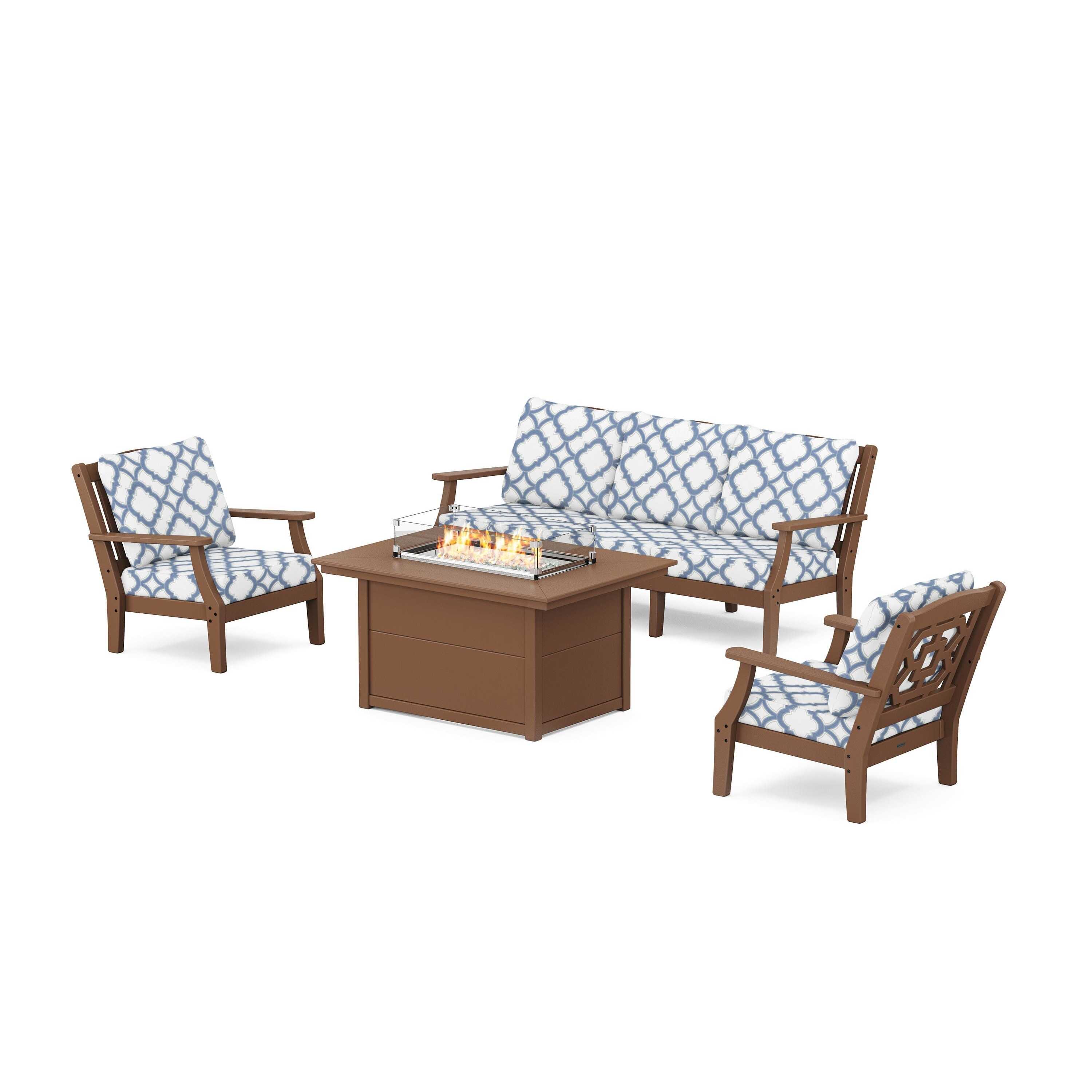 Chinoiserie Deep Seating Fire Pit Table Set
