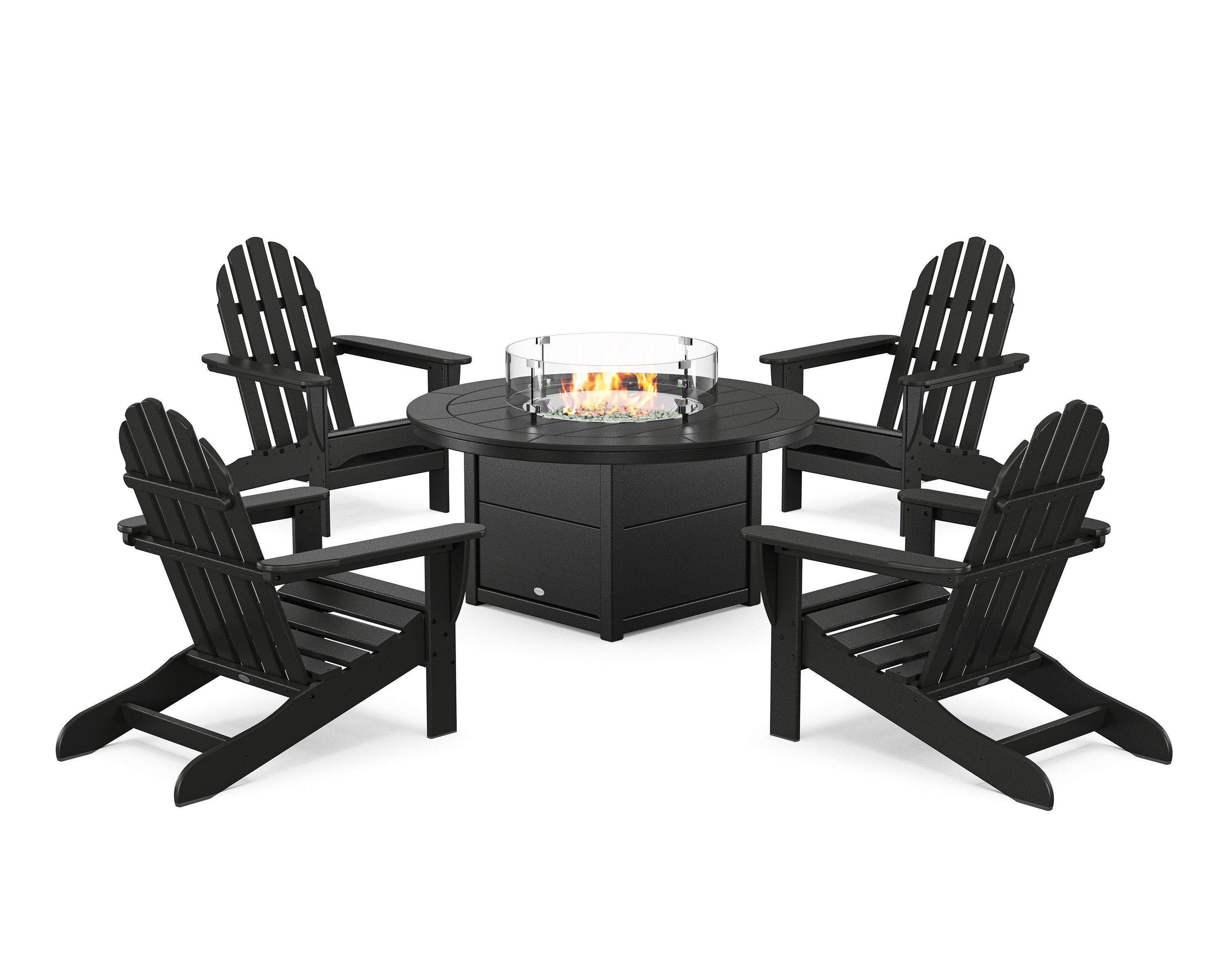 Classic Adirondack 5-Piece Conversation Set with Fire Pit Table