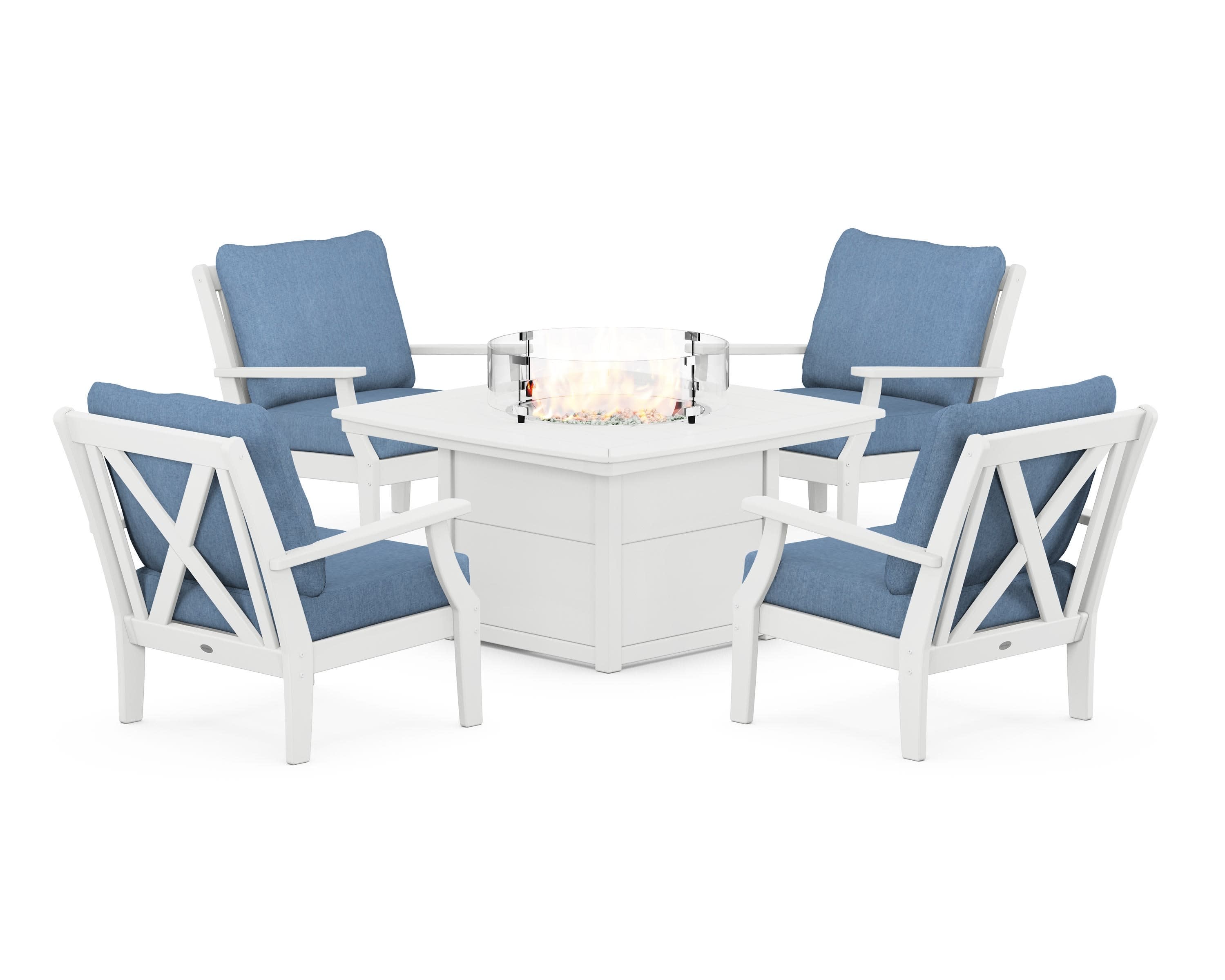 Braxton 5-Piece Deep Seating Conversation Set with Fire Pit Table