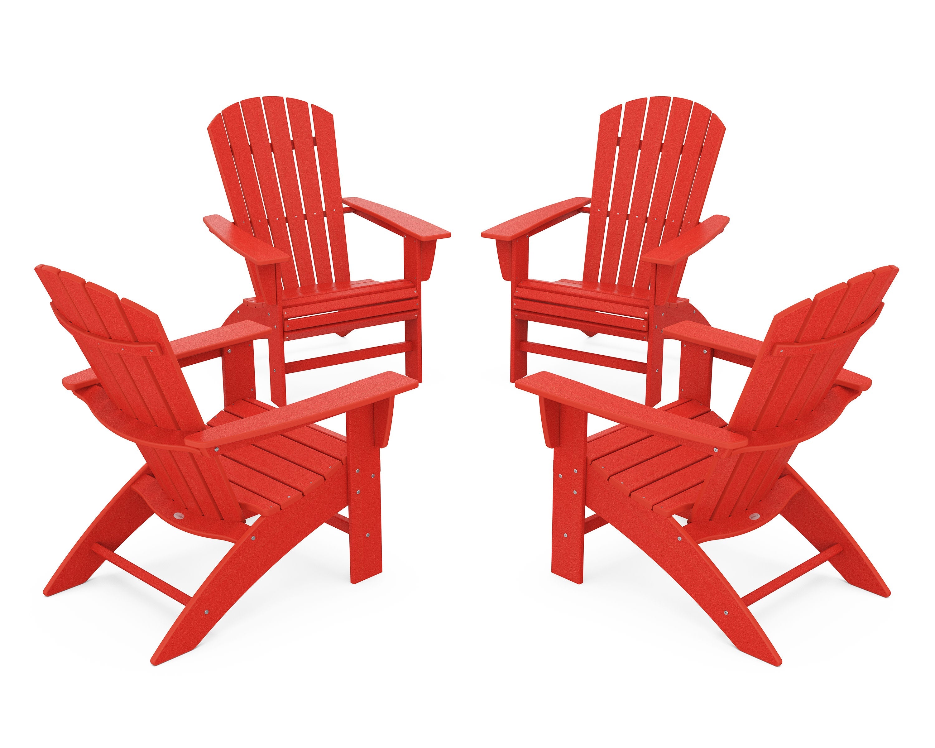 4-Piece Nautical Curveback Adirondack Chair Conversation Set