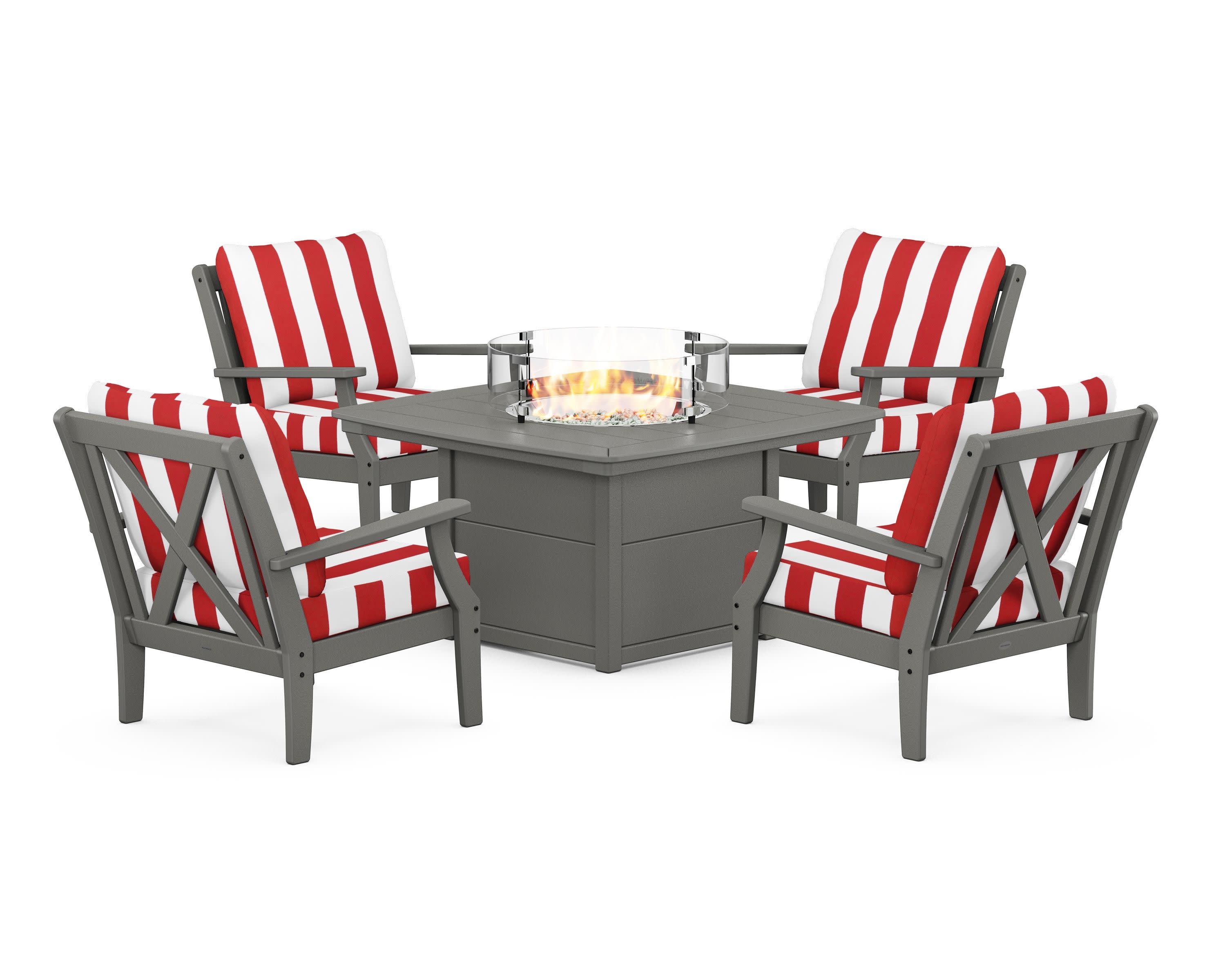 Braxton 5-Piece Deep Seating Conversation Set with Fire Pit Table