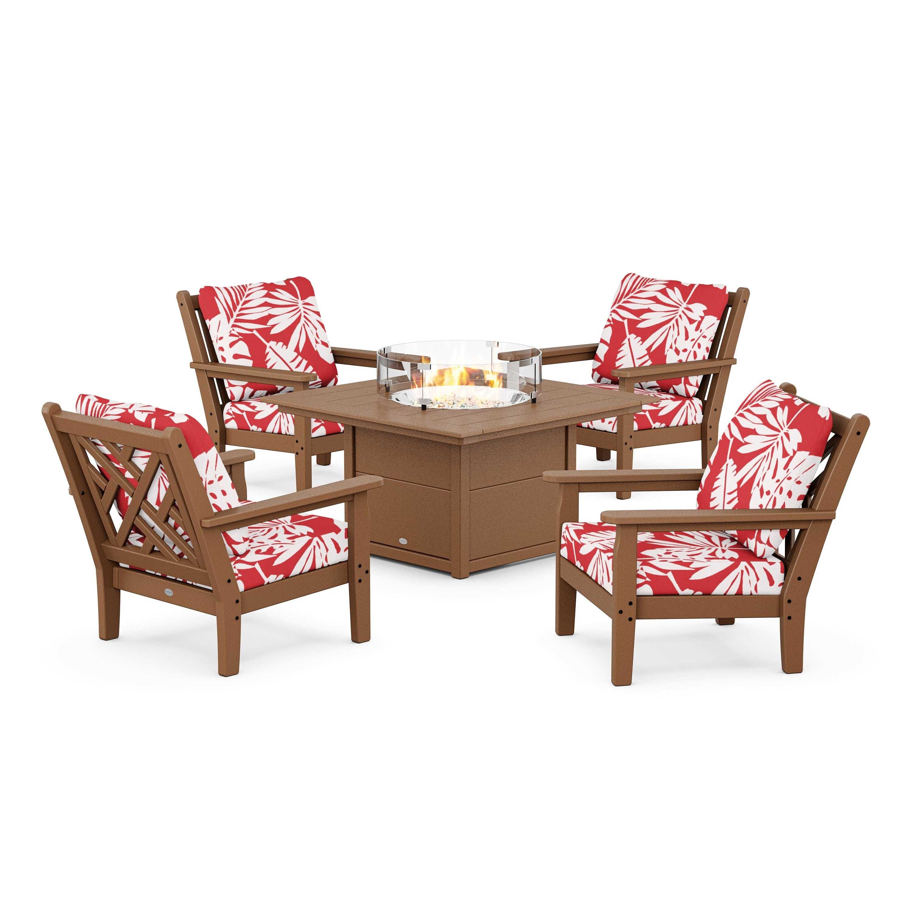 Chippendale 5-Piece Deep Seating Set with Fire Pit Table