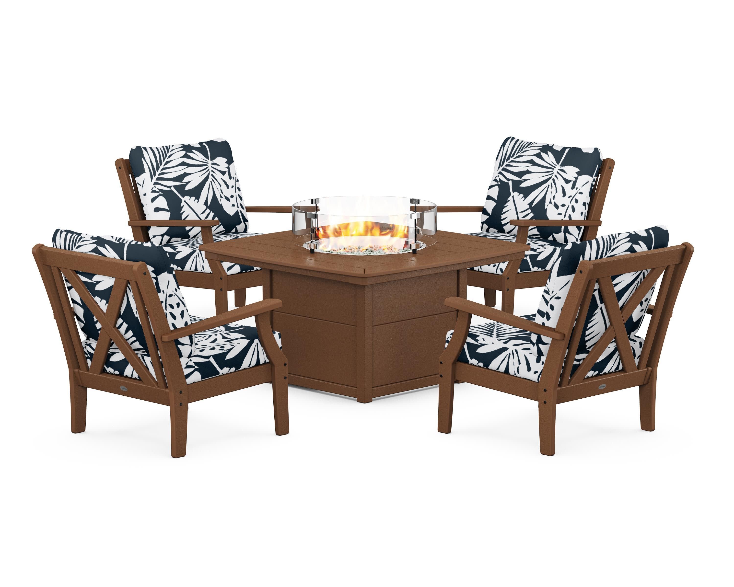 Braxton 5-Piece Deep Seating Conversation Set with Fire Pit Table