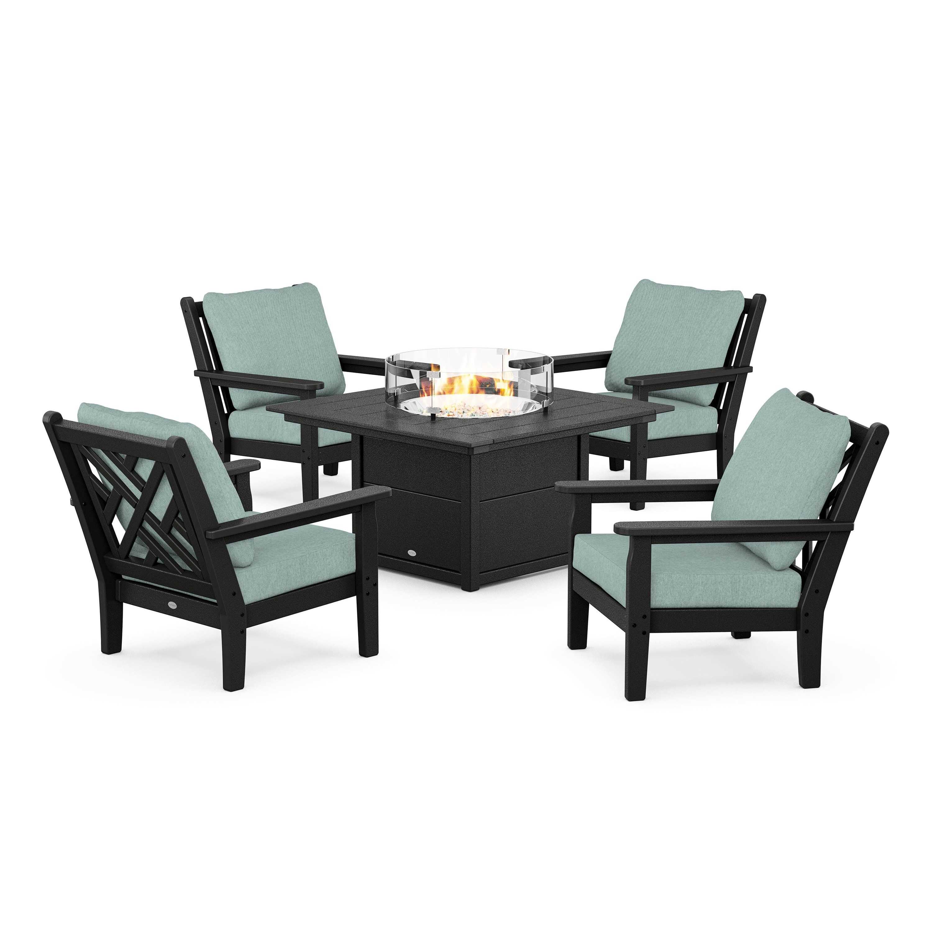 Chippendale 5-Piece Deep Seating Set with Fire Pit Table