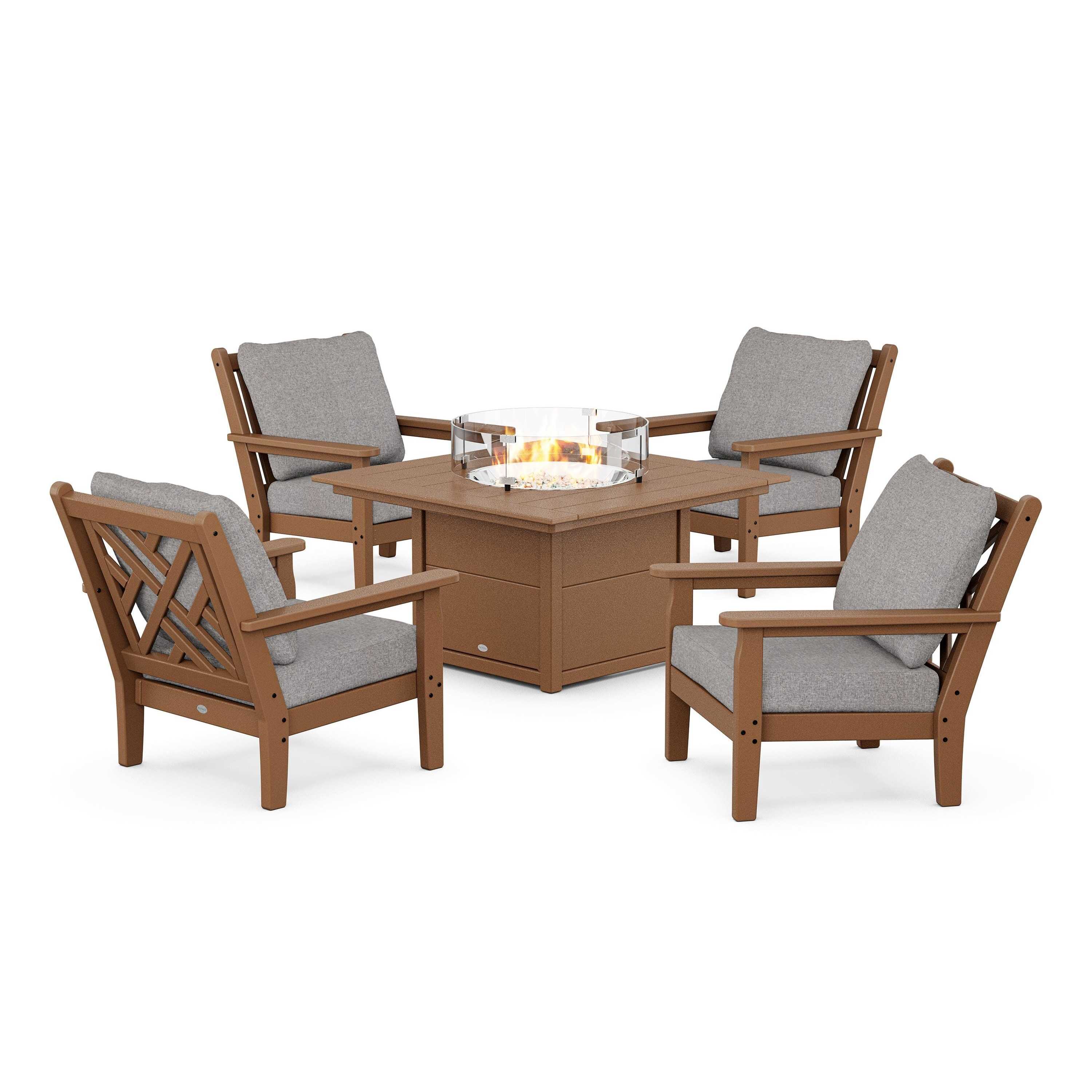Chippendale 5-Piece Deep Seating Set with Fire Pit Table