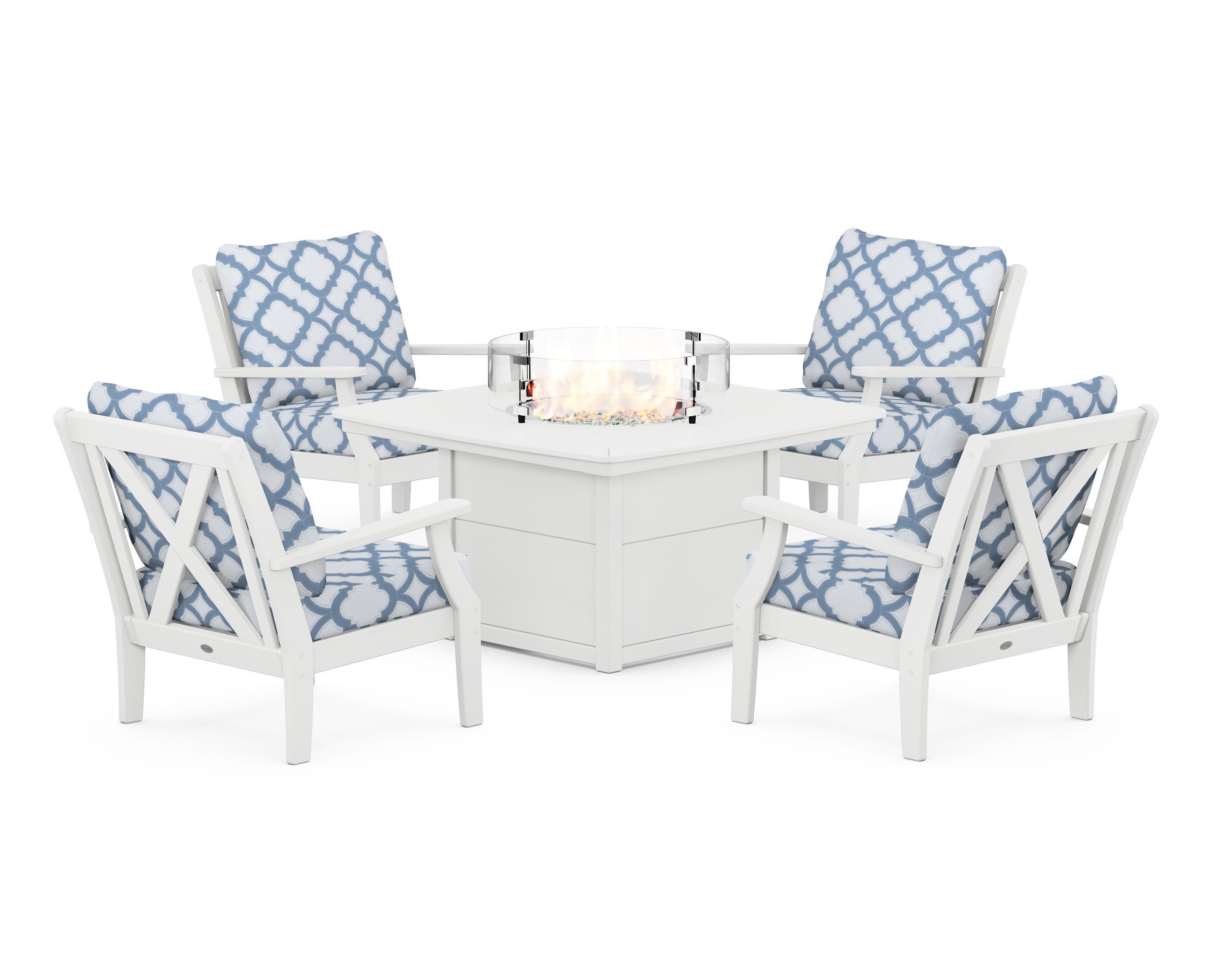 Braxton 5-Piece Deep Seating Conversation Set with Fire Pit Table