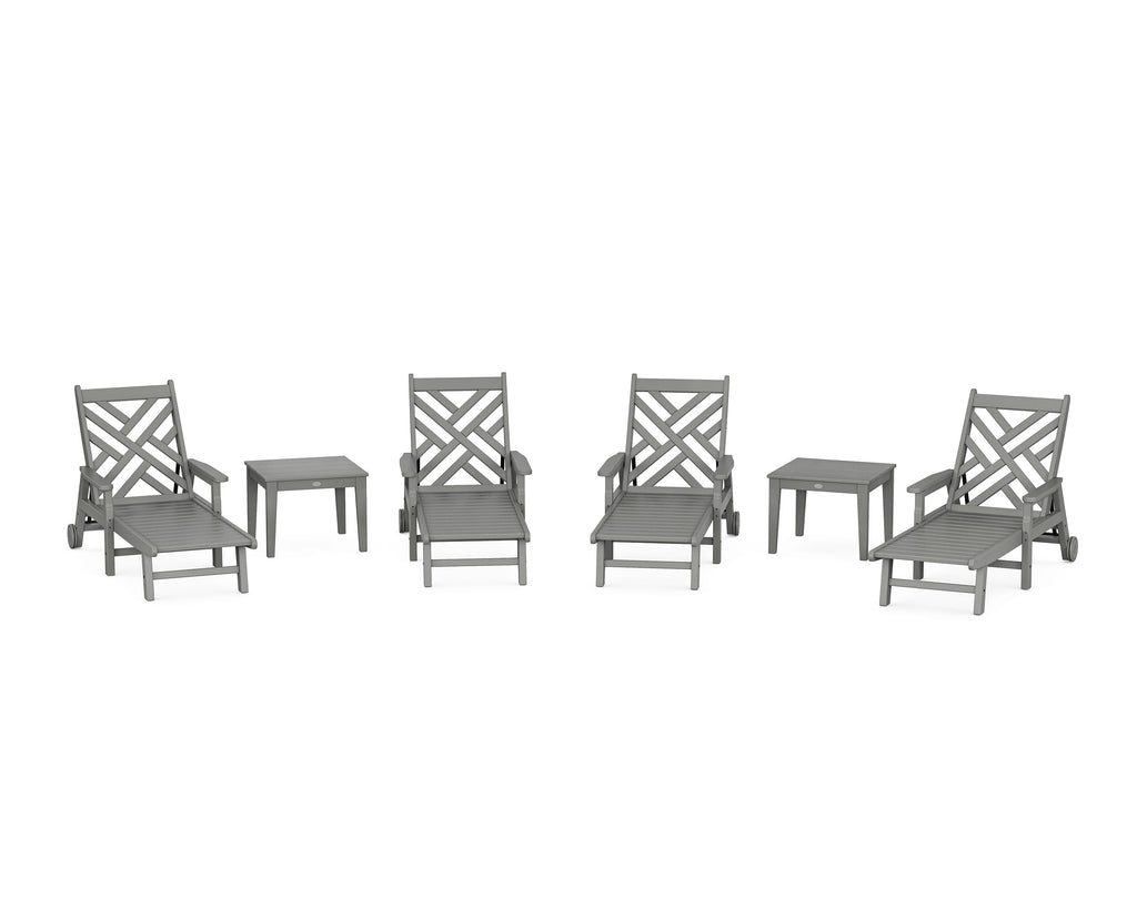 Chippendale 6-Piece Chaise Set with Arms and Wheels
