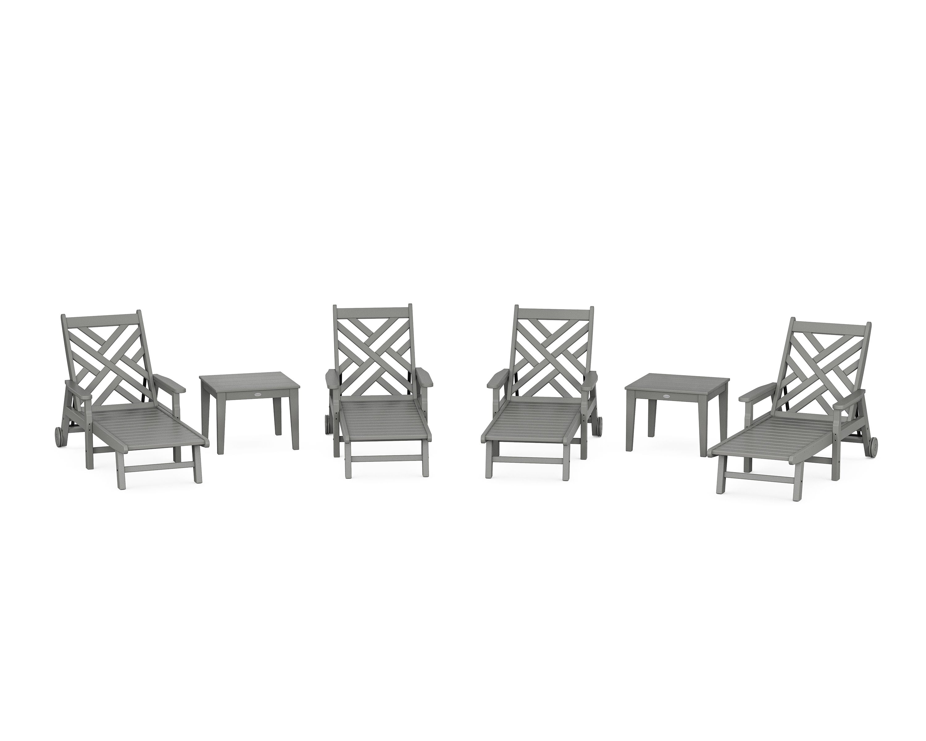 Chippendale 6-Piece Chaise Set with Arms and Wheels